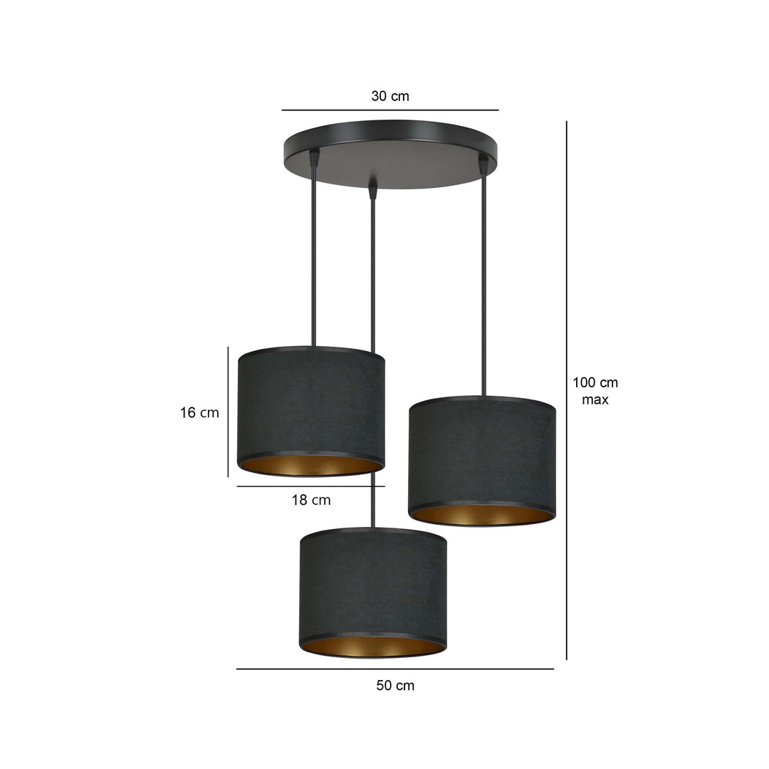Emibig Visilica HILDE 230V 15W MAX LED E27 Čelik/ Tkanina Crna