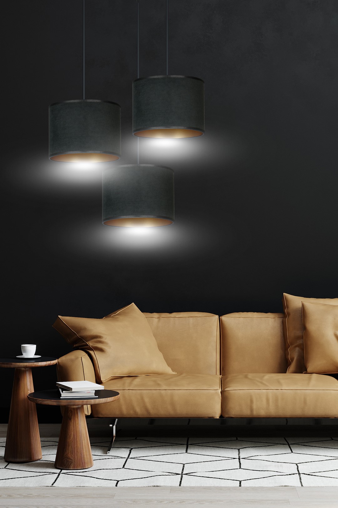 Emibig Visilica HILDE 230V 15W MAX LED E27 Čelik/ Tkanina Crna