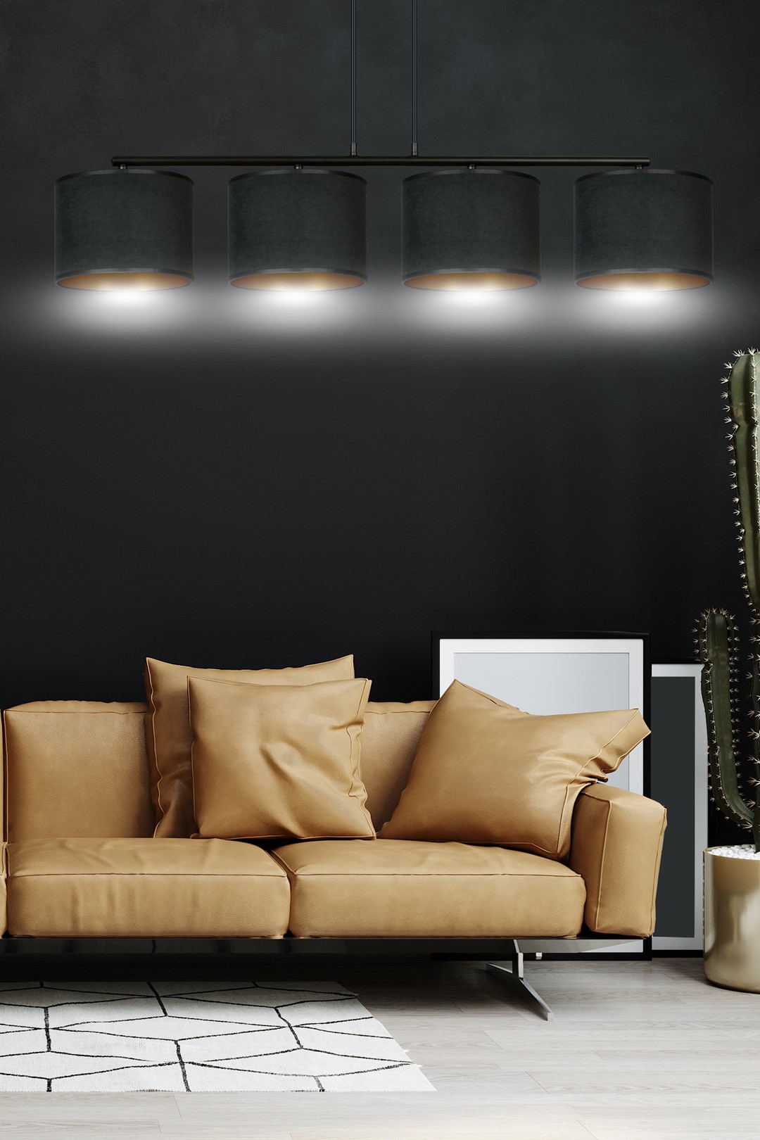 Emibig Visilica HILDE 230V 15W MAX LED E27 Čelik/ Tkanina Crna