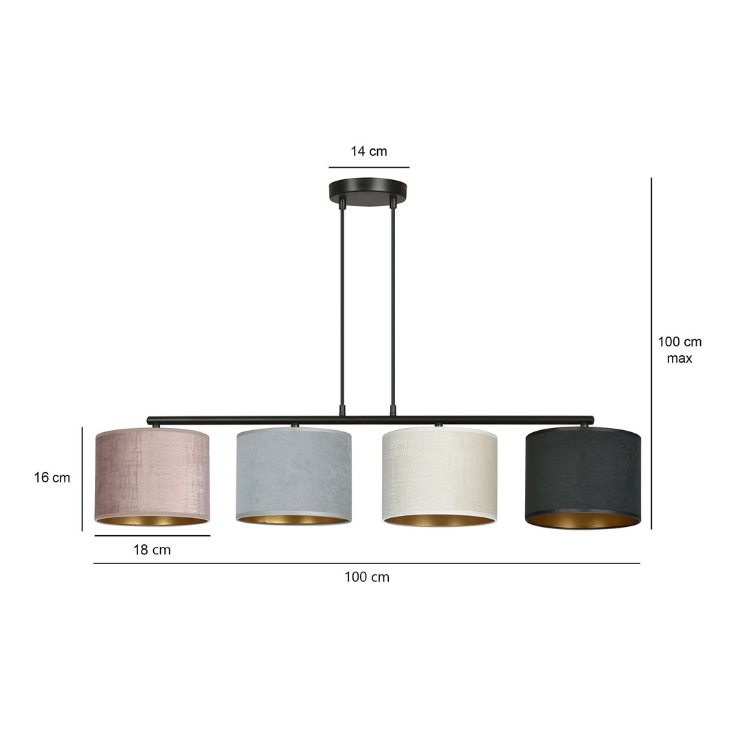 Emibig Visilica HILDE 230V 15W MAX LED E27 Čelik/ Tkanina Crna