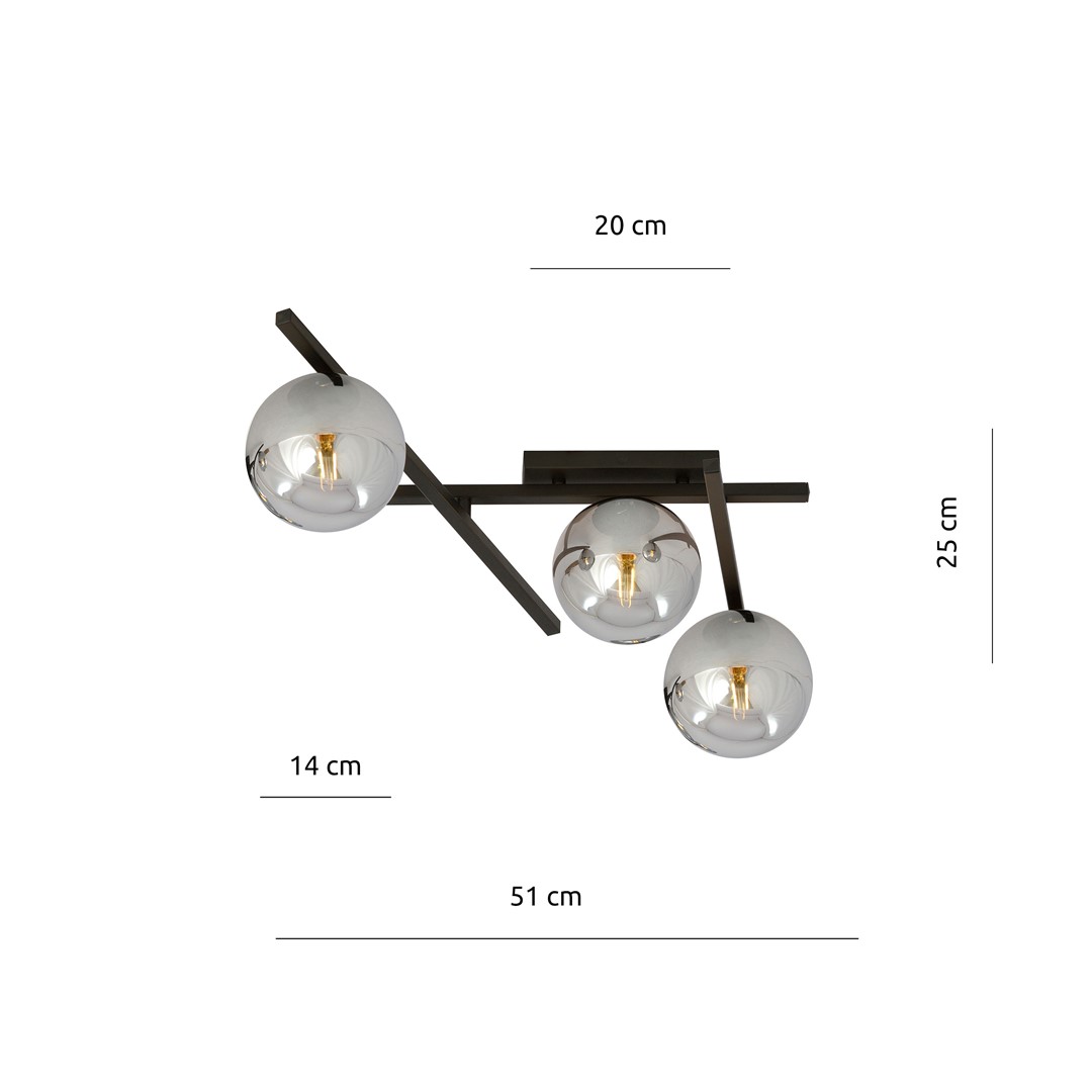 Emibig Stropna svjetiljka SMART 230V 10W MAX LED E14 Čelik/ Staklo Crna