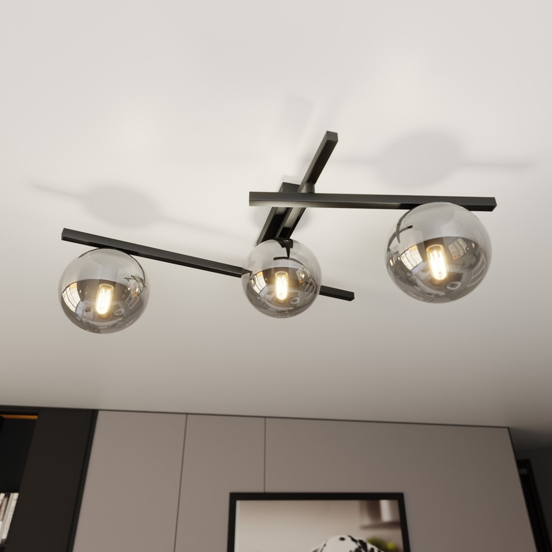 Emibig Stropna svjetiljka SMART 230V 10W MAX LED E14 Čelik/ Staklo Crna