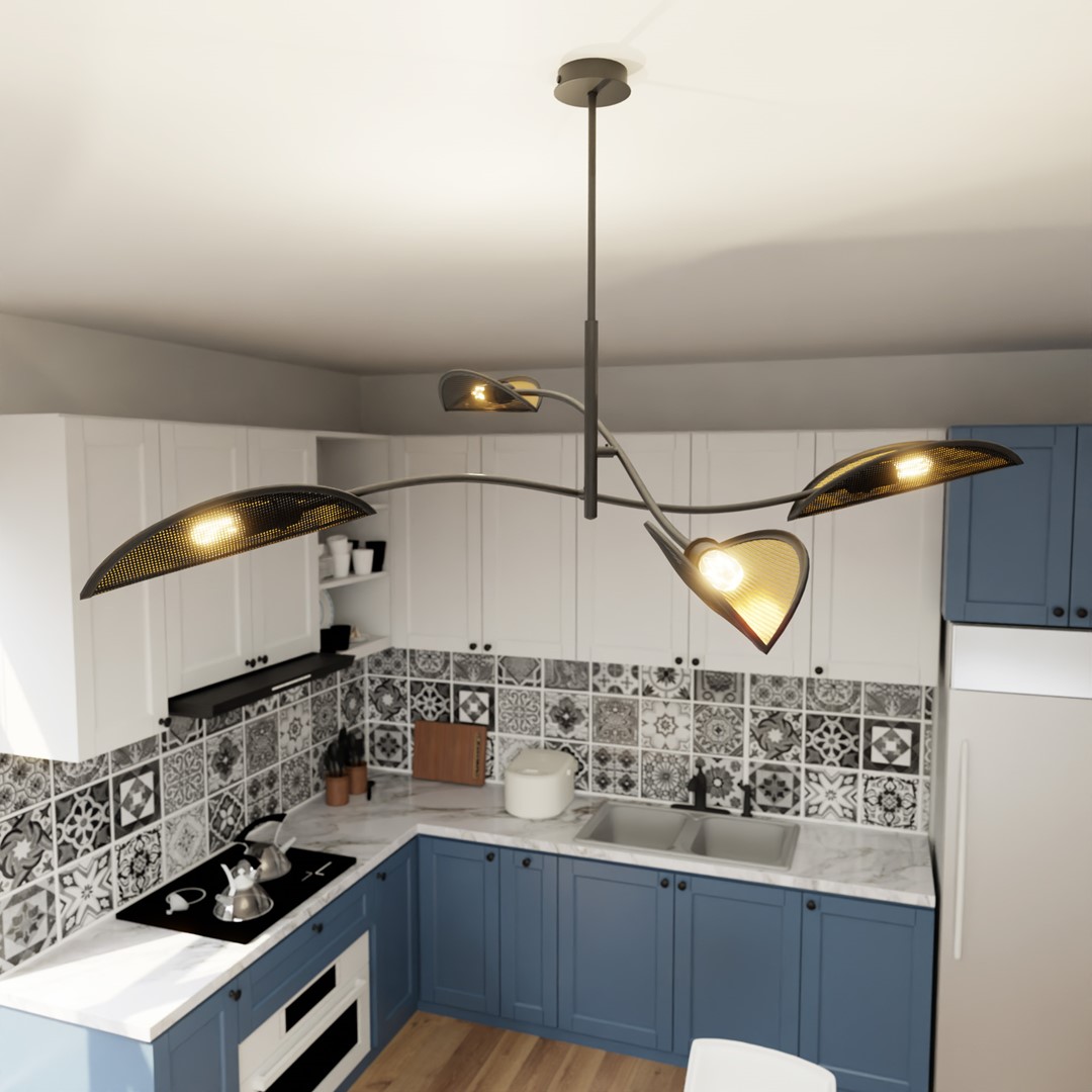 Emibig Stropna svjetiljka LOTUS 230V 10W MAX LED E14 Čelik/ Tkanina Crna