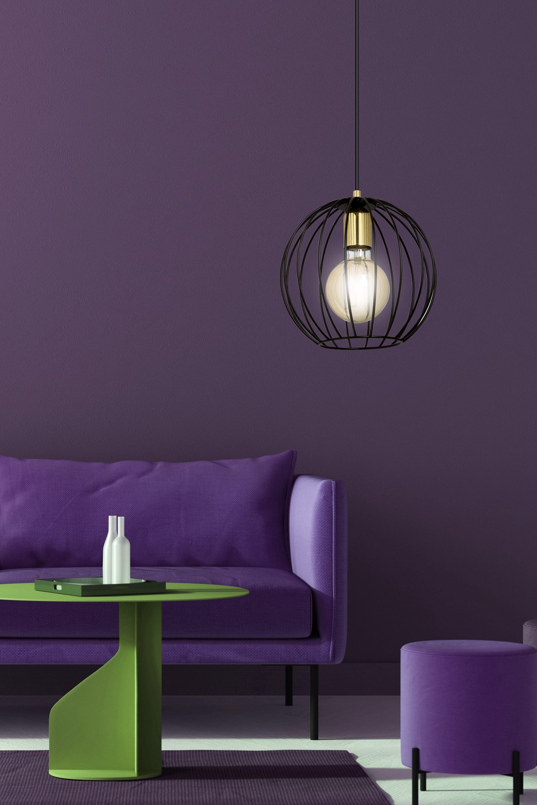 Emibig Visilica ALBIO 230V 15W MAX LED E27 Čelik Crna