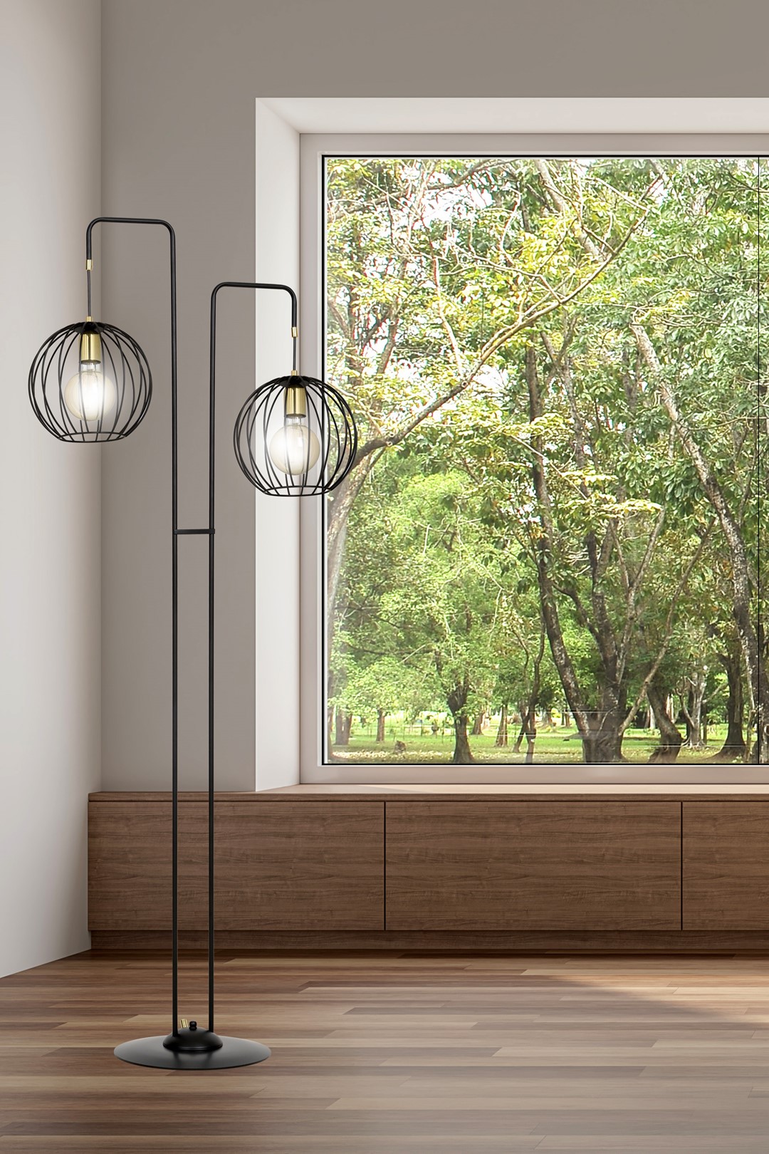 Emibig Podna lampa ALBIO 230V 15W MAX LED E27 Čelik Crna