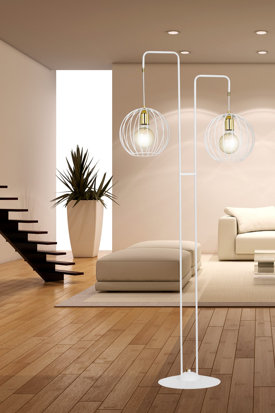 Emibig Podna lampa ALBIO 230V 15W MAX LED E27 Čelik Bijela