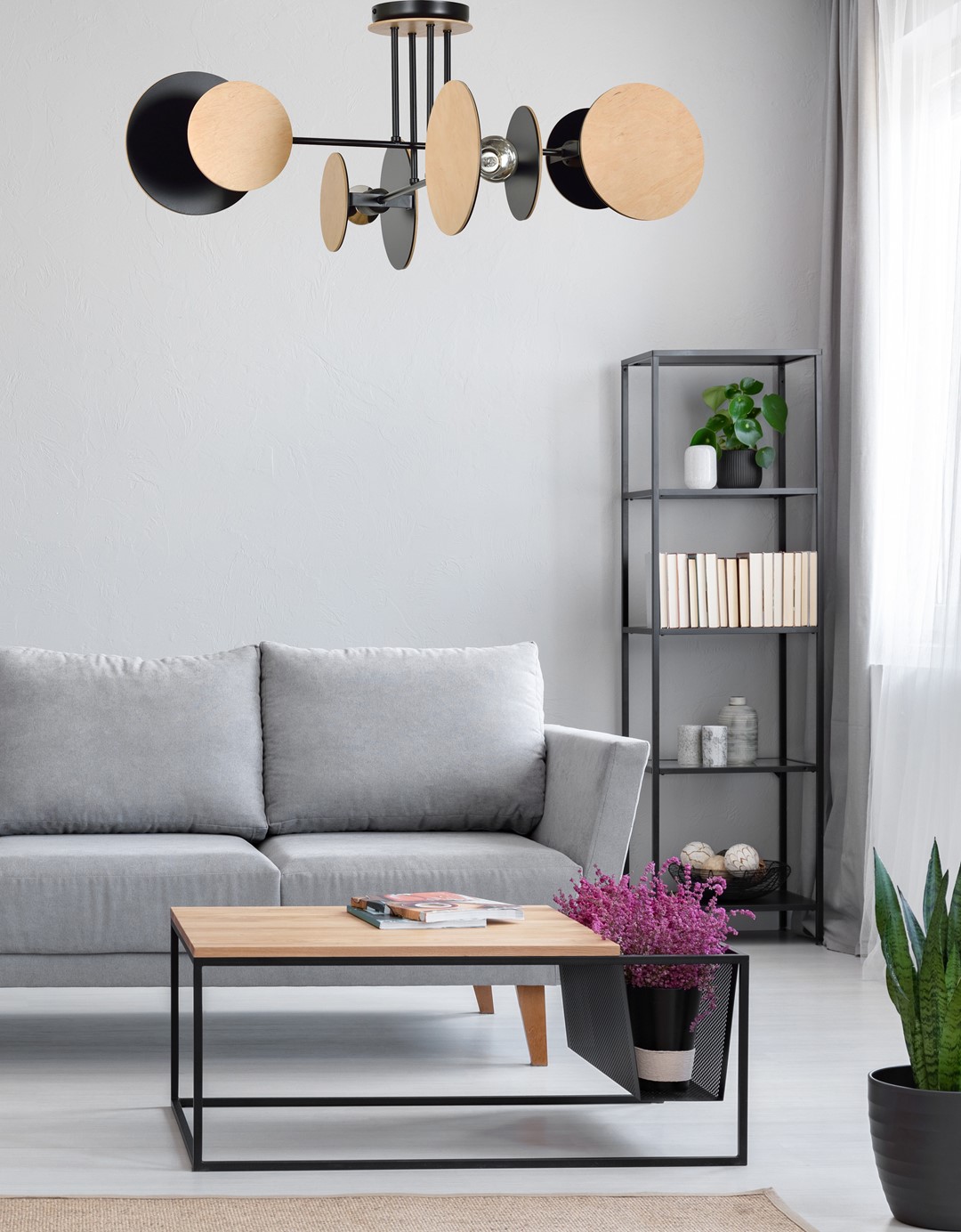 Emibig Stropna svjetiljka ZITA 230V 15W MAX LED E27 Čelik/ Drvo Crna