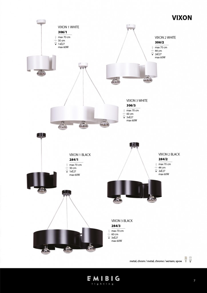 Emibig Visilica VIXON 230V 15W MAX LED E27 Čelik Bijela