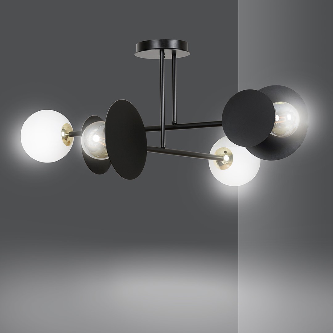 Emibig Stropna svjetiljka MINERVA 230V 15W MAX LED E27 Čelik/ Staklo Crna