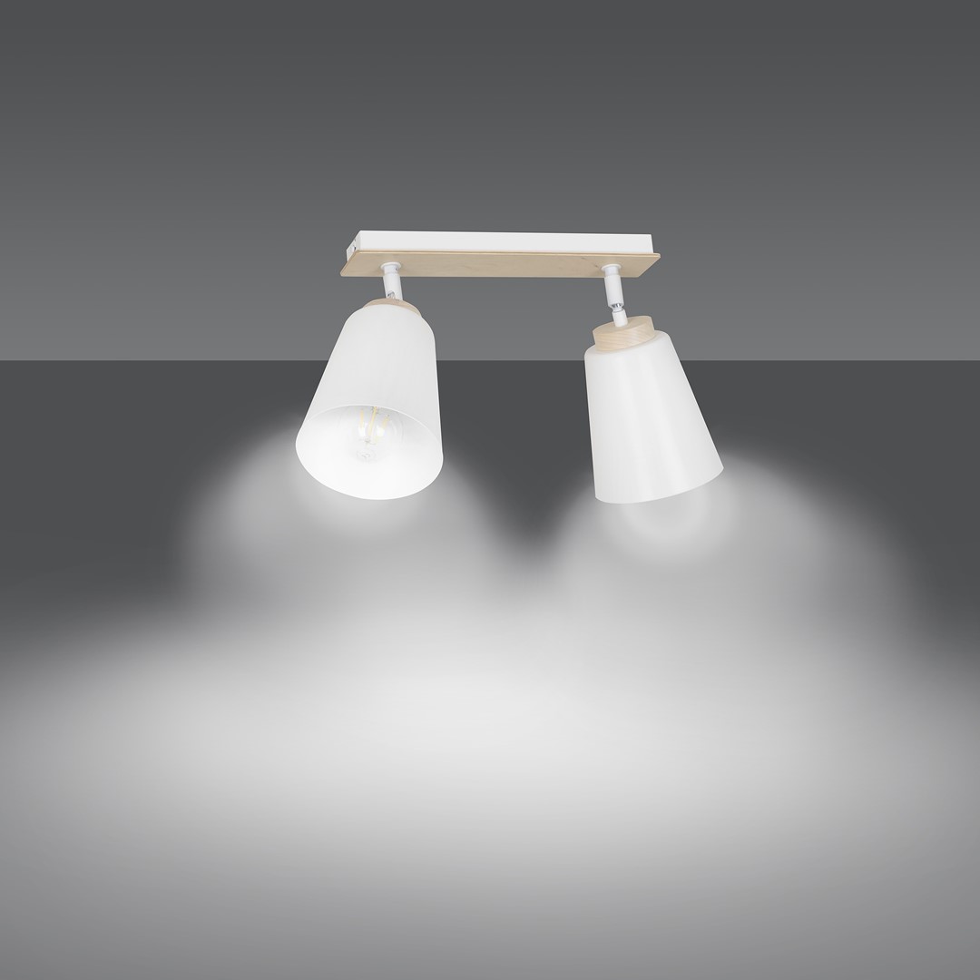 Emibig Stropna svjetiljka ATLAS 230V 15W MAX LED E27 Čelik/ Šperploča Bijela