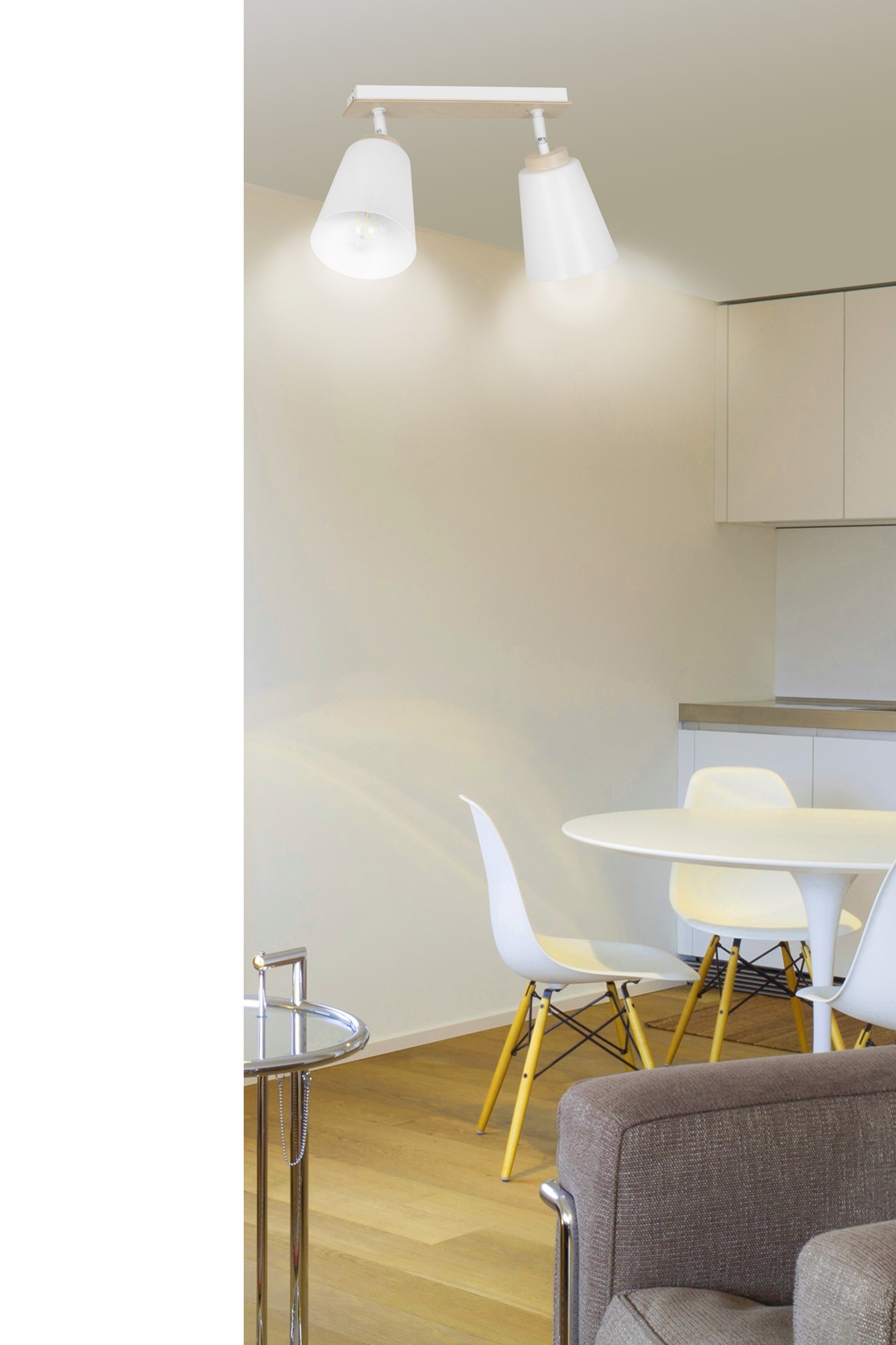 Emibig Stropna svjetiljka ATLAS 230V 15W MAX LED E27 Čelik/ Šperploča Bijela