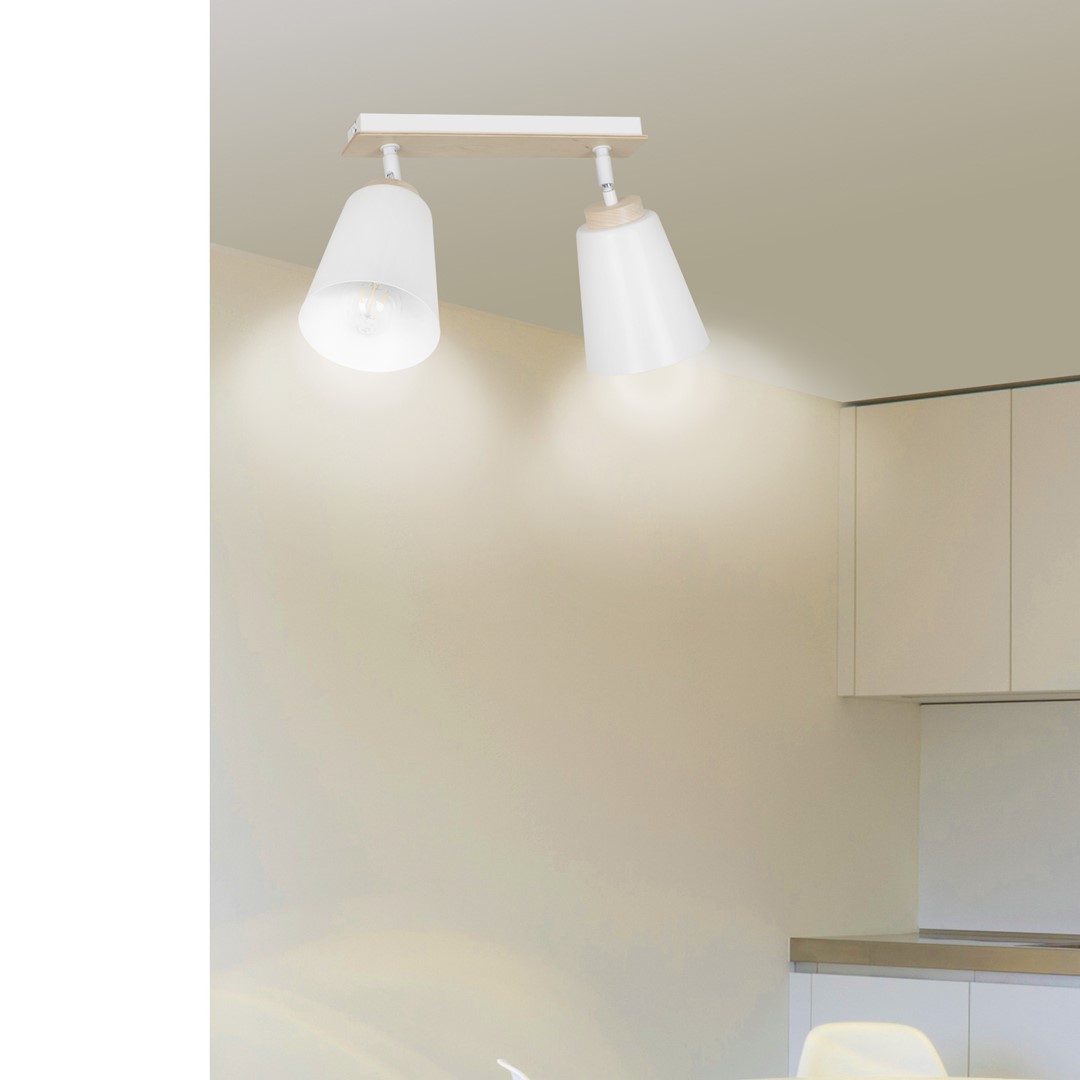 Emibig Stropna svjetiljka ATLAS 230V 15W MAX LED E27 Čelik/ Šperploča Bijela