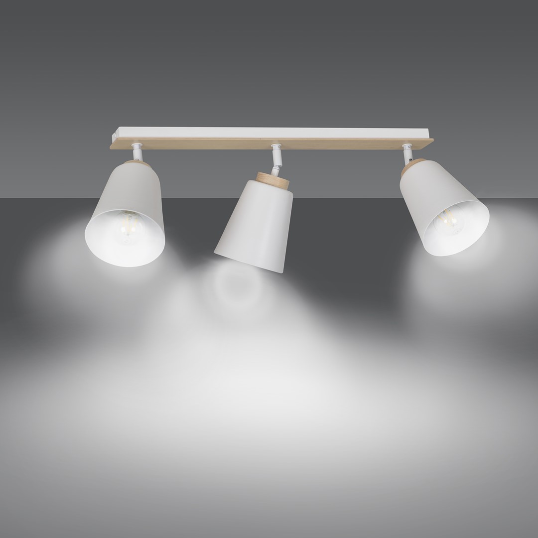 Emibig Stropna svjetiljka ATLAS 230V 15W MAX LED E27 Čelik/ Šperploča Bijela
