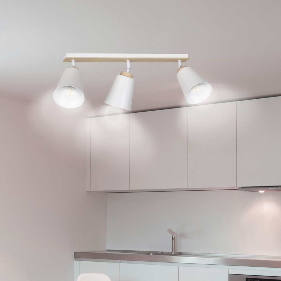 Emibig Stropna svjetiljka ATLAS 230V 15W MAX LED E27 Čelik/ Šperploča Bijela