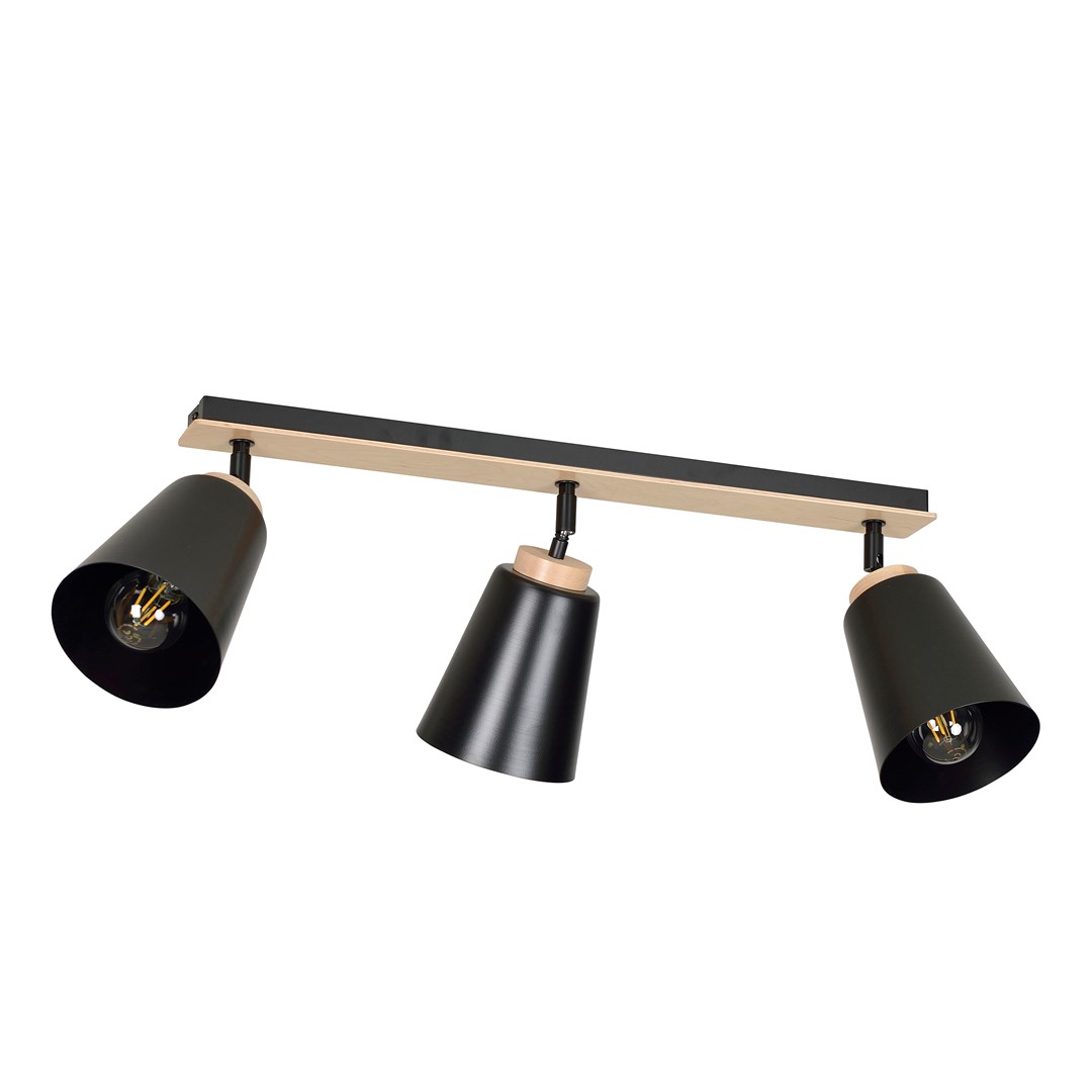Emibig Stropna svjetiljka ATLAS 230V 15W MAX LED E27 Čelik/ Šperploča Crna