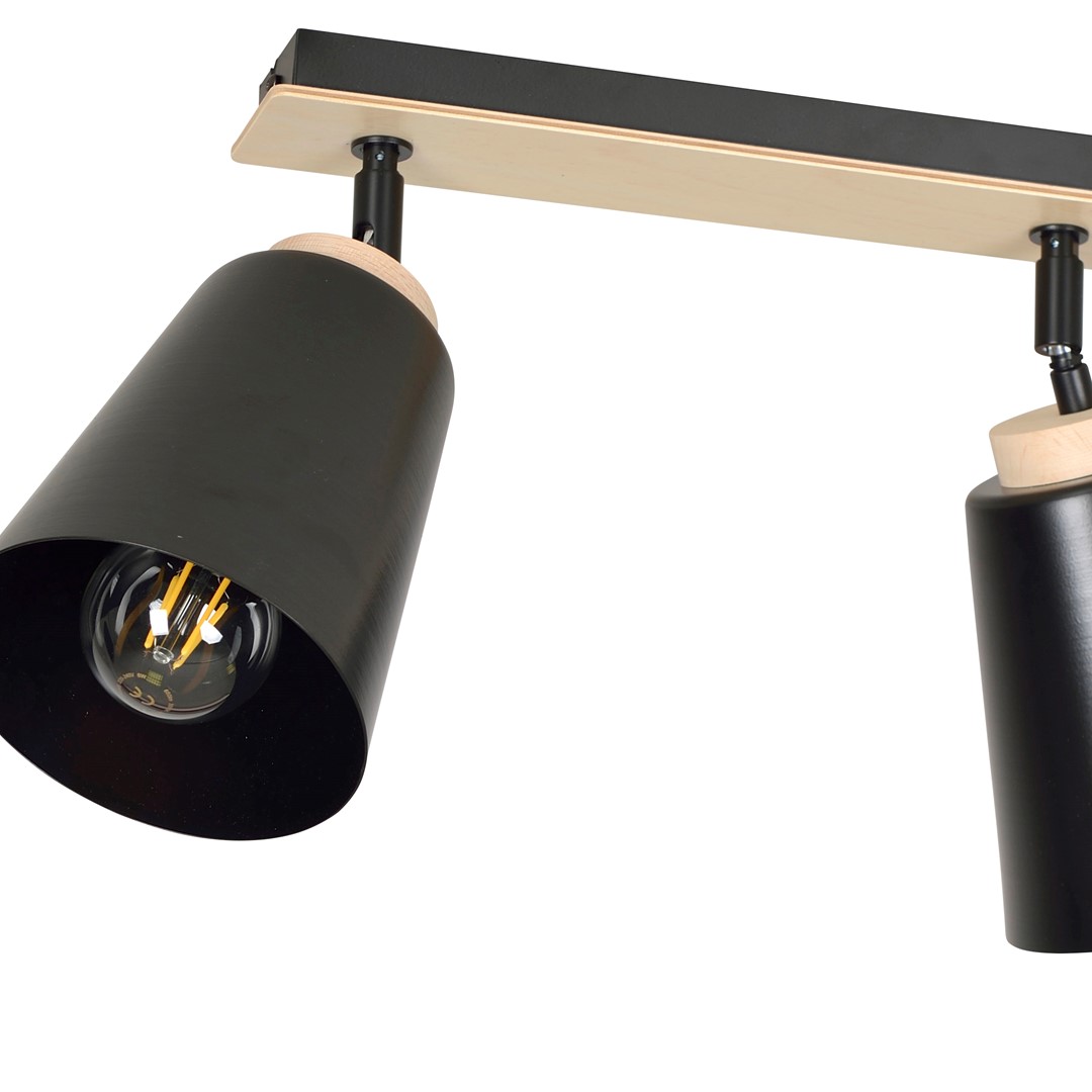 Emibig Stropna svjetiljka ATLAS 230V 15W MAX LED E27 Čelik/ Šperploča Crna