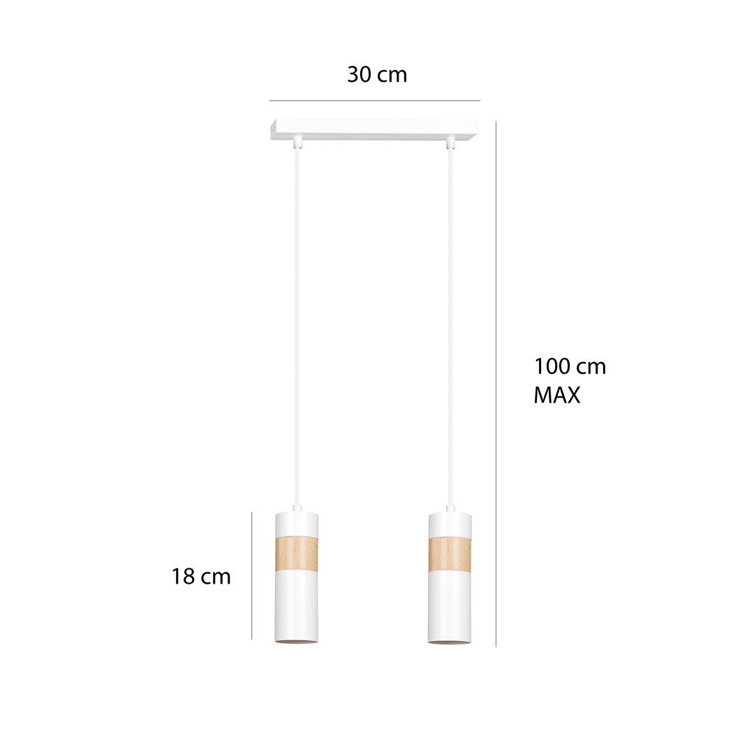 Emibig Visilica AKARI 230V 10W MAX LED GU10 Čelik/ Drvo Bijela
