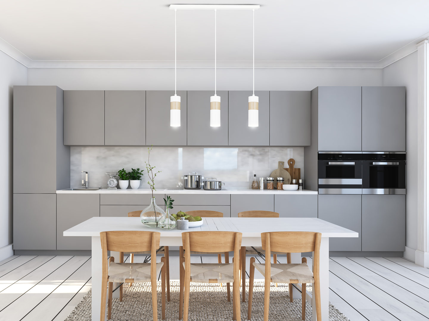 Emibig Visilica AKARI 230V 10W MAX LED GU10 Čelik/ Drvo Bijela