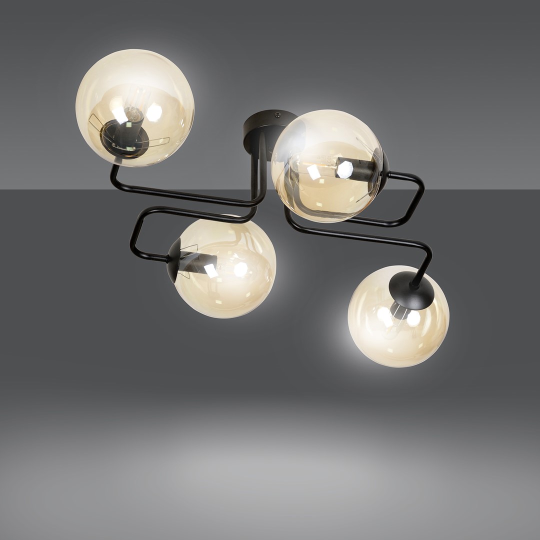 Emibig Stropna svjetiljka BRENDI 230V 10W MAX LED E14 Čelik/ Staklo Crna