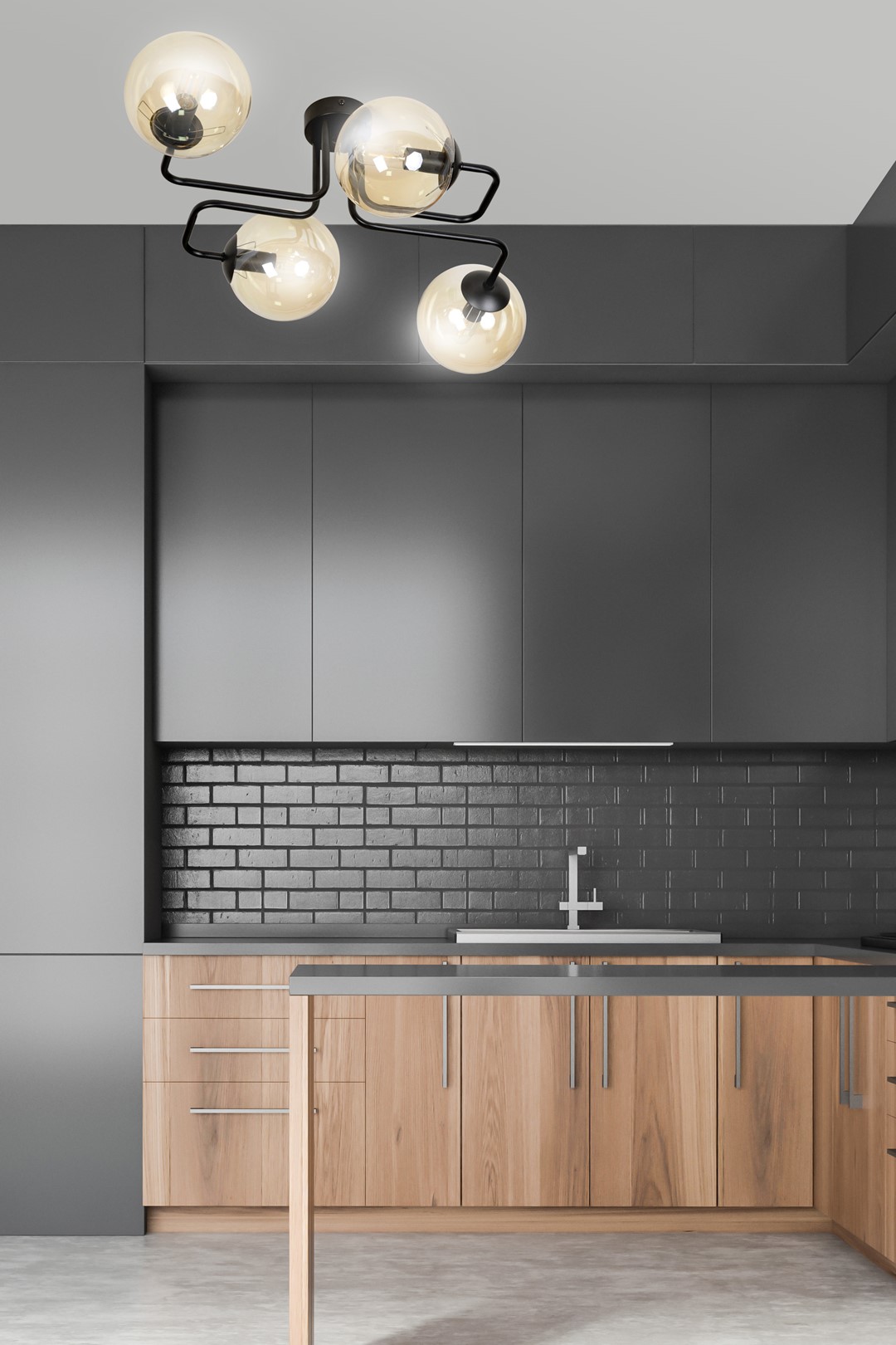 Emibig Stropna svjetiljka BRENDI 230V 10W MAX LED E14 Čelik/ Staklo Crna