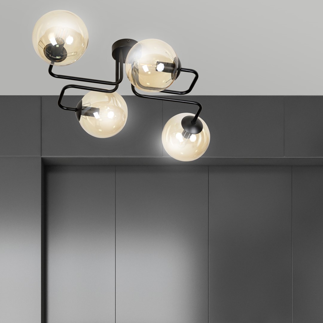 Emibig Stropna svjetiljka BRENDI 230V 10W MAX LED E14 Čelik/ Staklo Crna