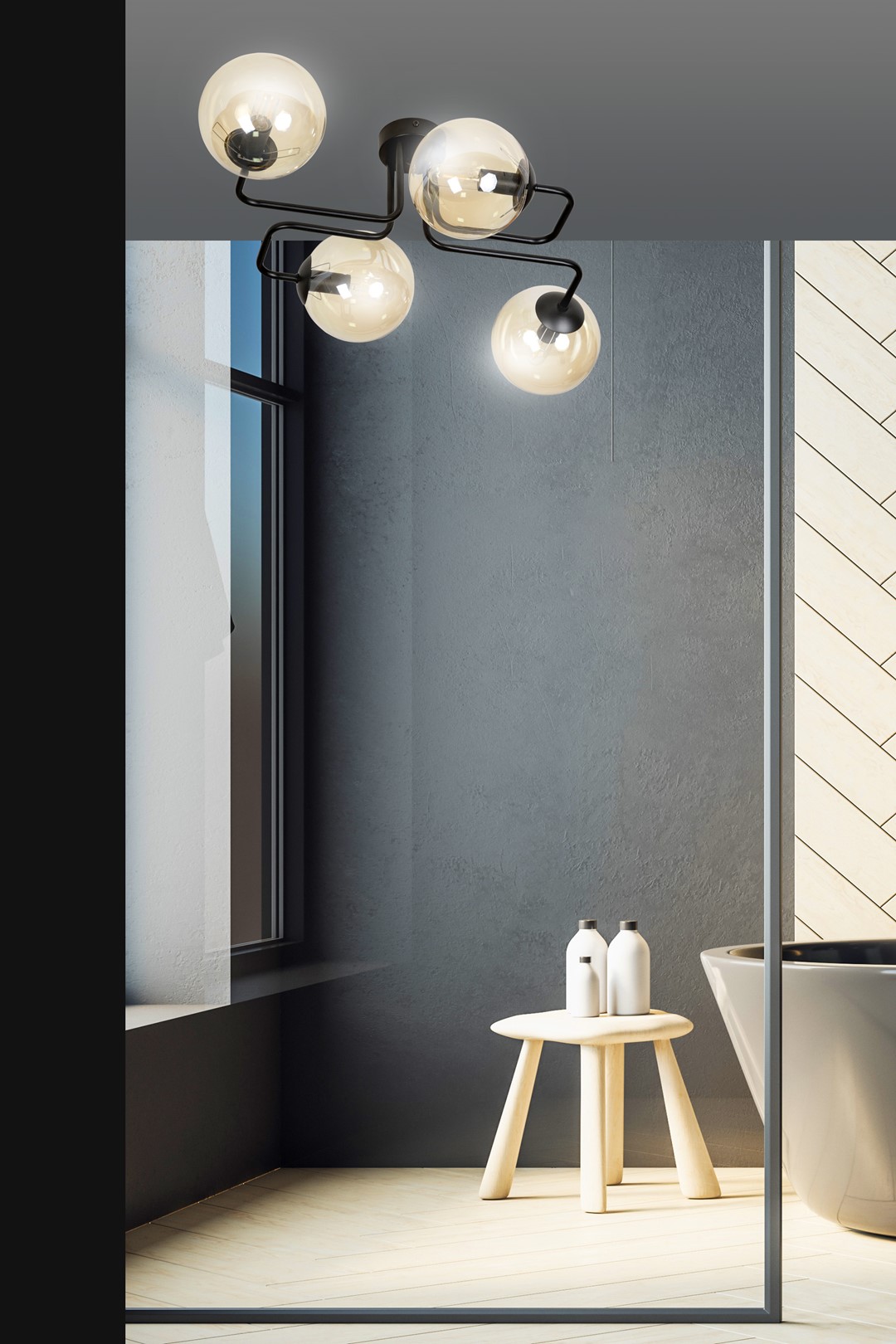 Emibig Stropna svjetiljka BRENDI 230V 10W MAX LED E14 Čelik/ Staklo Crna