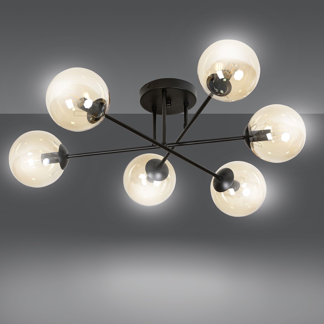 Emibig Stropna svjetiljka BRENDI 230V 10W MAX LED E14 Čelik/ Staklo Crna