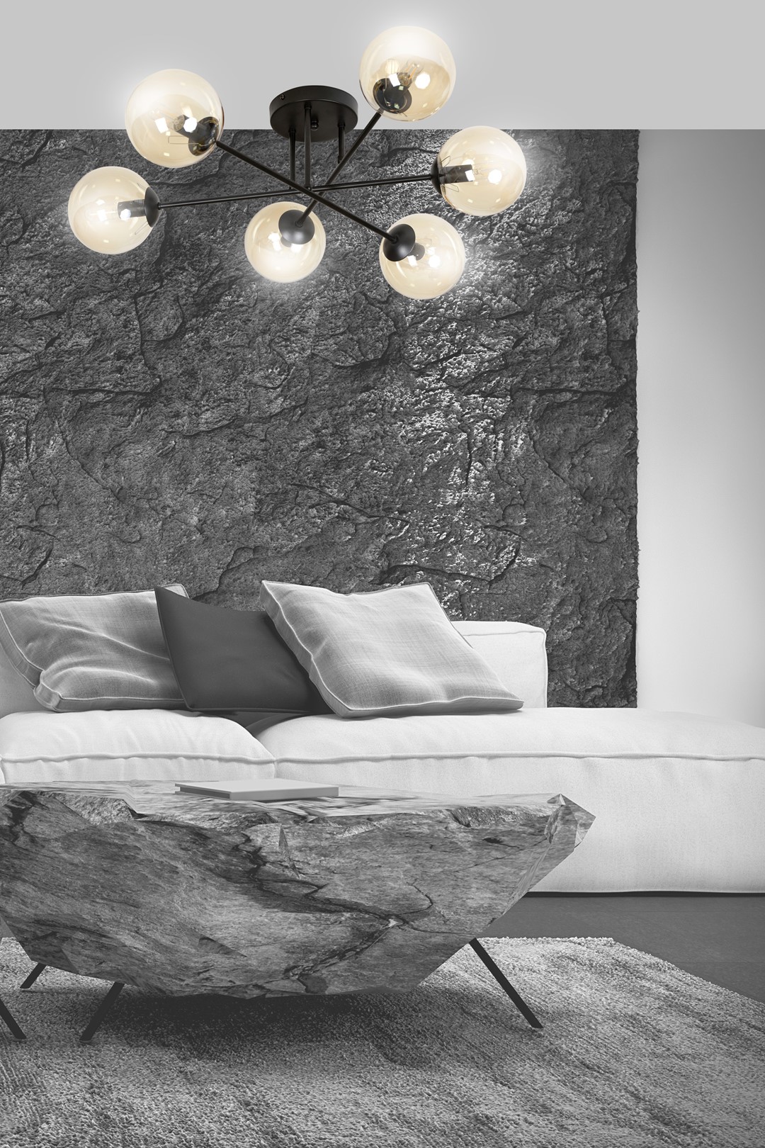 Emibig Stropna svjetiljka BRENDI 230V 10W MAX LED E14 Čelik/ Staklo Crna