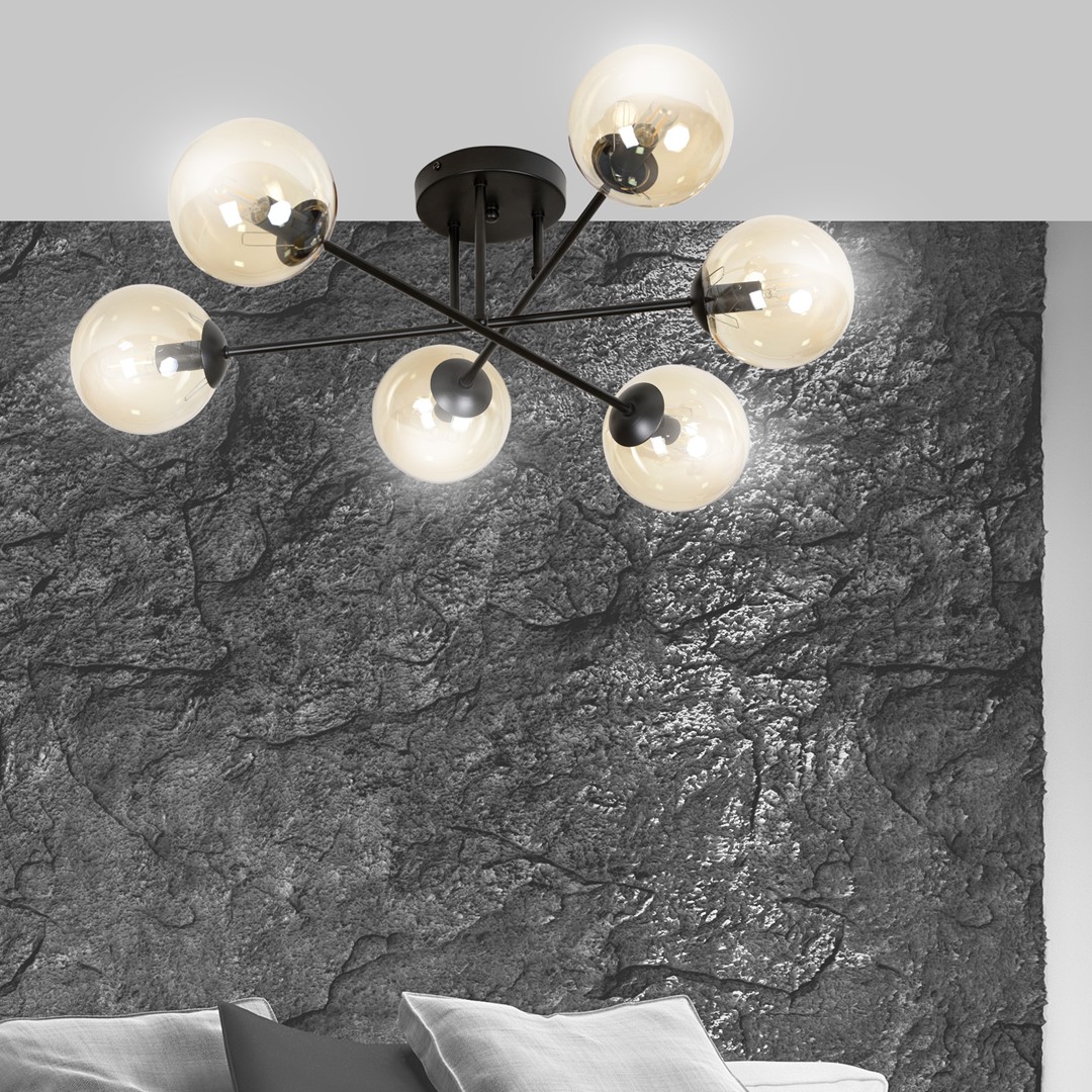 Emibig Stropna svjetiljka BRENDI 230V 10W MAX LED E14 Čelik/ Staklo Crna