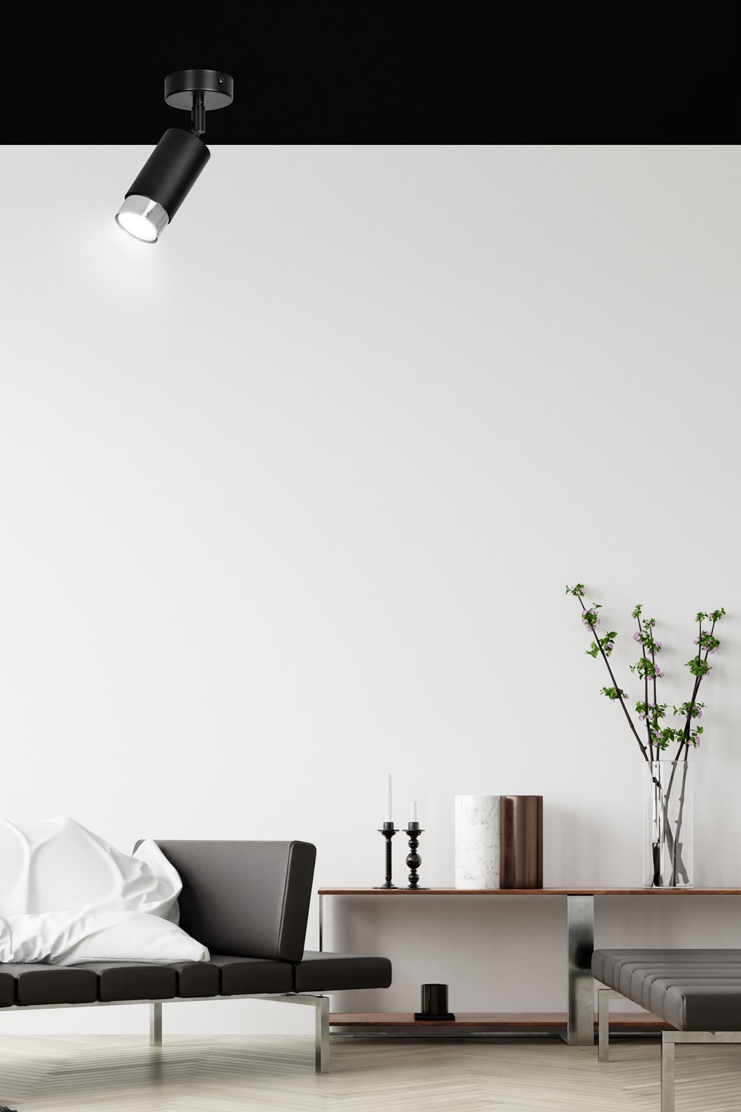 Emibig Stropna svjetiljka HIRO 230V 10W MAX LED GU10 Čelik Crna/ Srebrna