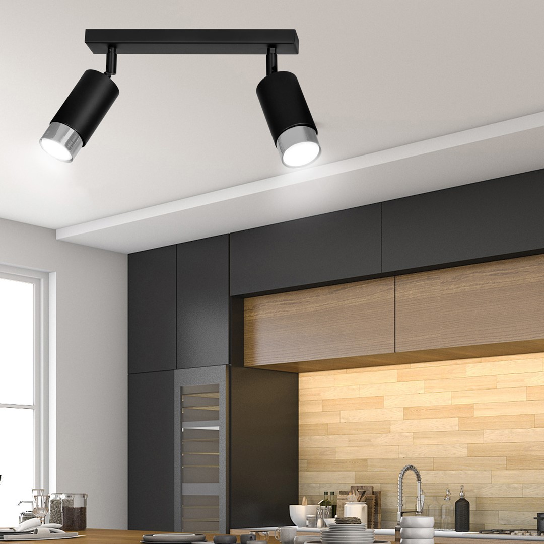 Emibig Stropna svjetiljka HIRO 230V 10W MAX LED GU10 Čelik Crna/ Srebrna