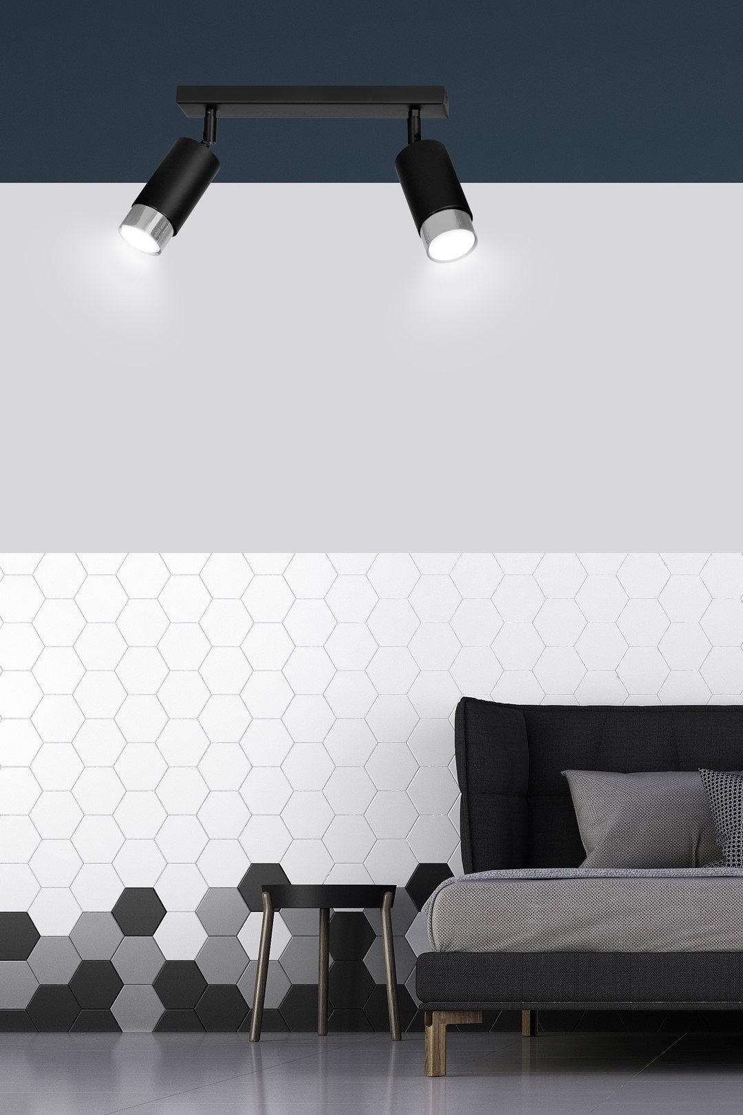 Emibig Stropna svjetiljka HIRO 230V 10W MAX LED GU10 Čelik Crna/ Srebrna