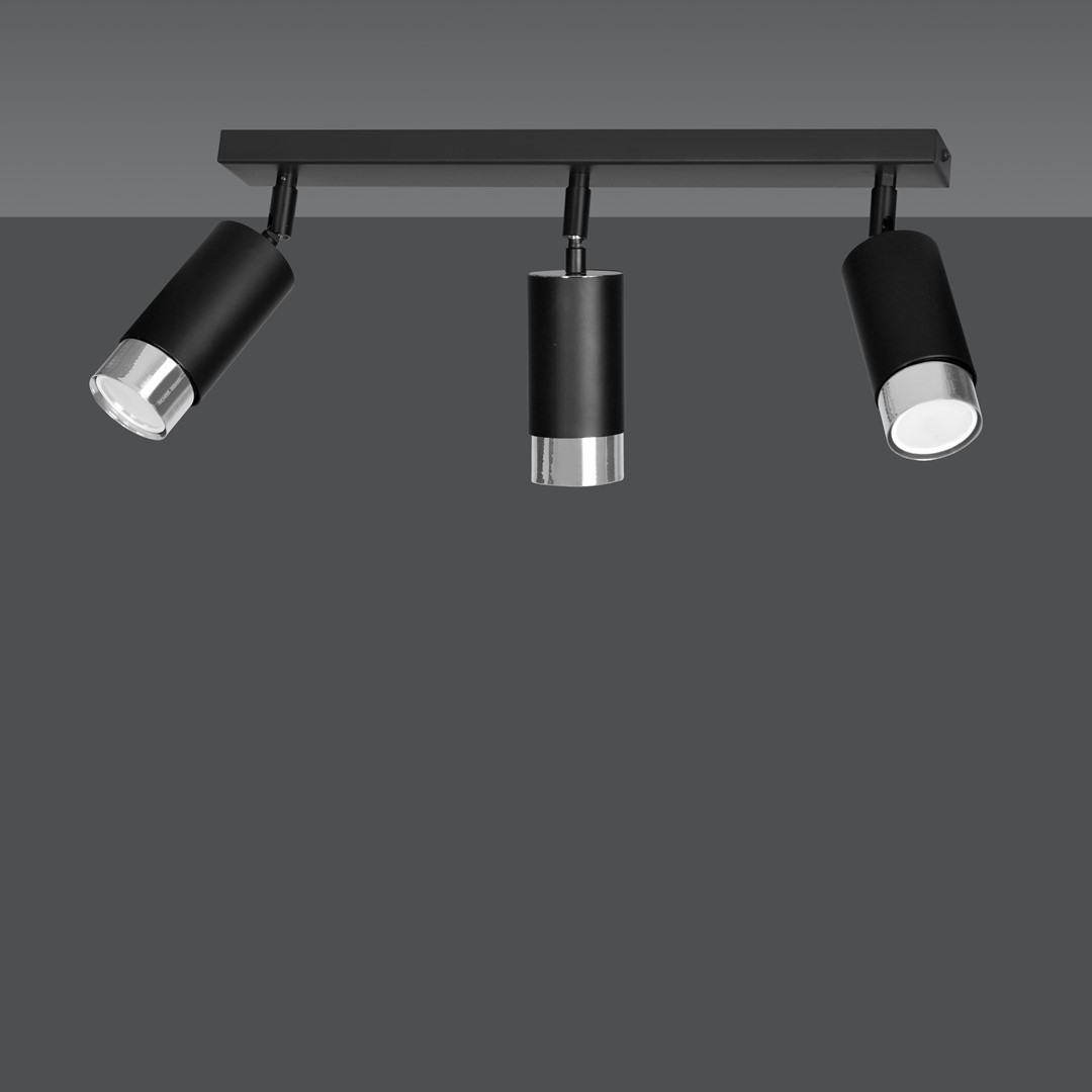 Emibig Stropna svjetiljka HIRO 230V 10W MAX LED GU10 Čelik Crna/ Srebrna