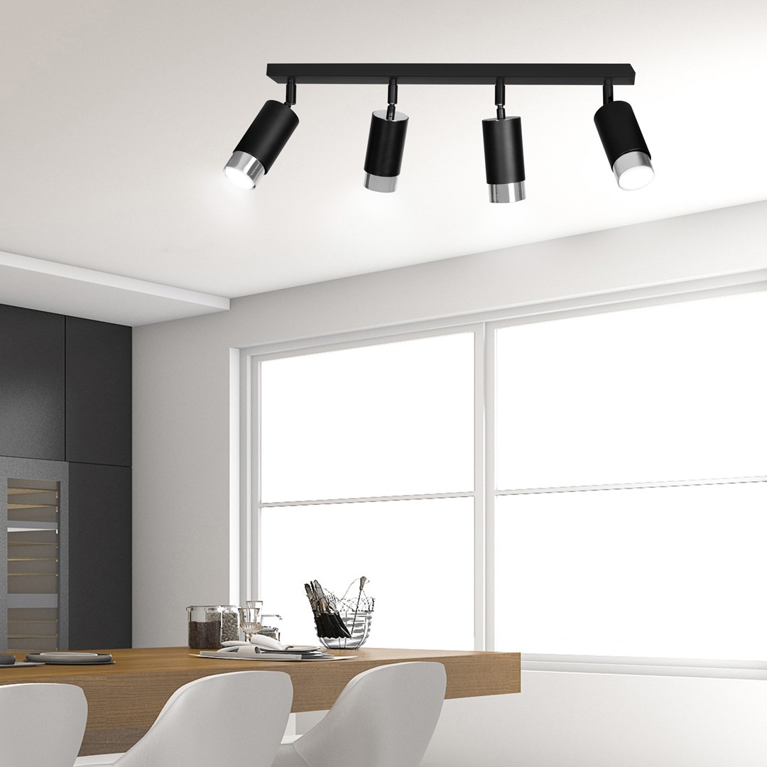 Emibig Stropna svjetiljka HIRO 230V 10W MAX LED GU10 Čelik Crna/ Srebrna