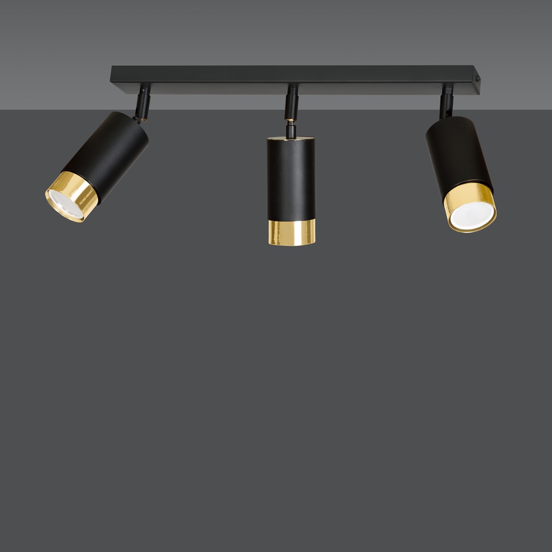 Emibig Stropna svjetiljka HIRO 230V 10W MAX LED GU10 Čelik Crna/ Zlatna
