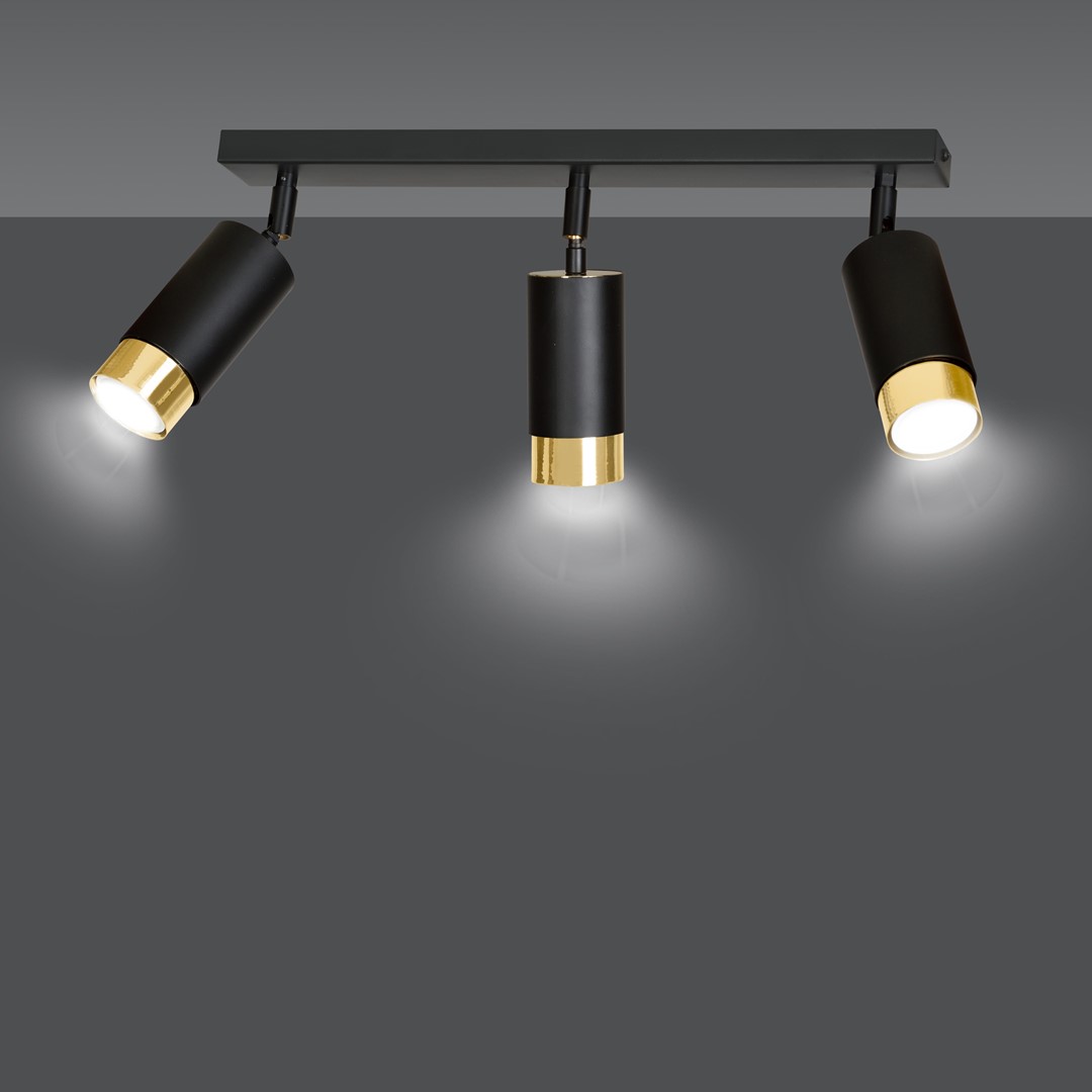 Emibig Stropna svjetiljka HIRO 230V 10W MAX LED GU10 Čelik Crna/ Zlatna