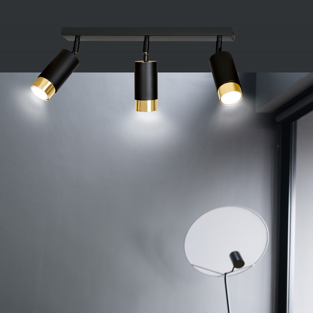 Emibig Stropna svjetiljka HIRO 230V 10W MAX LED GU10 Čelik Crna/ Zlatna