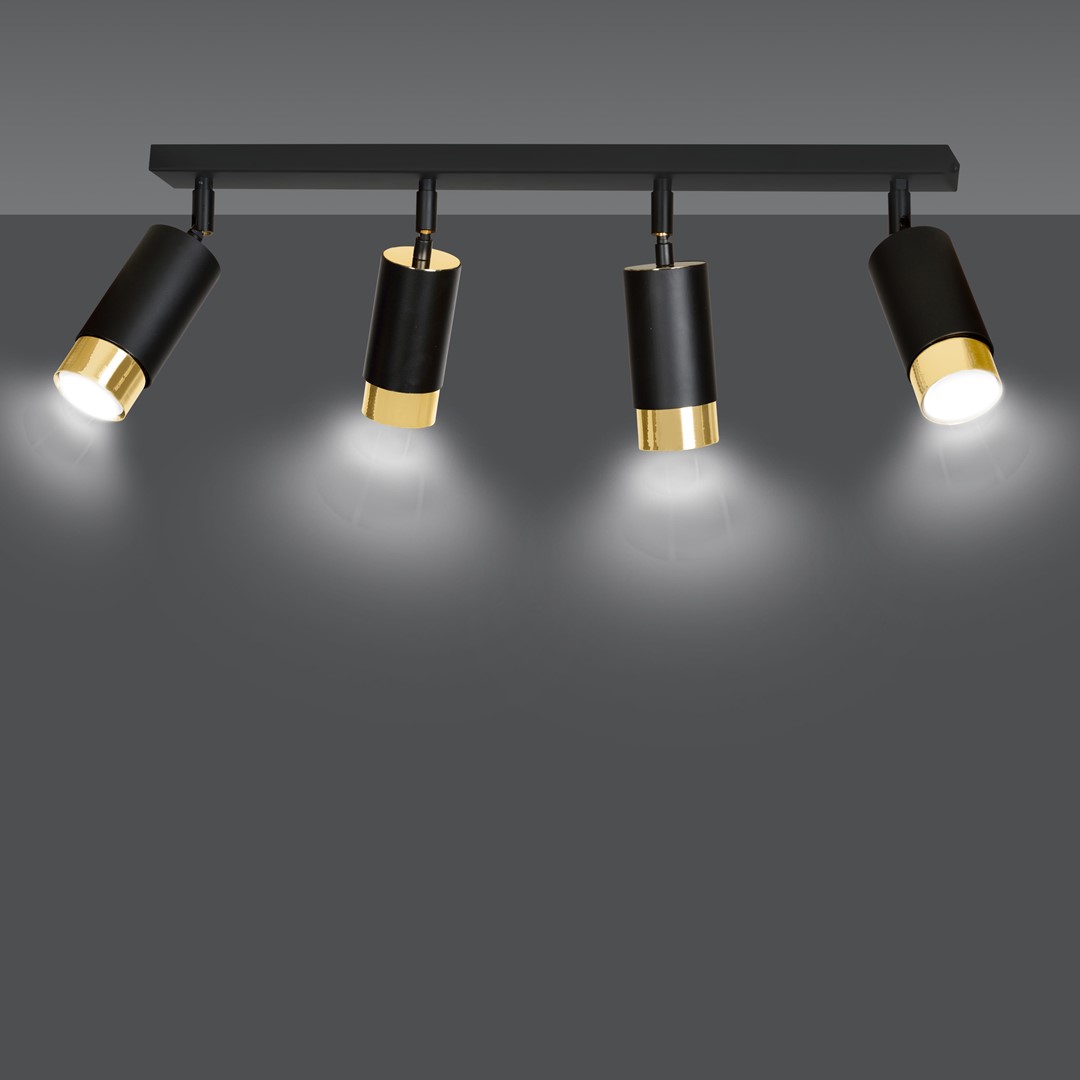 Emibig Stropna svjetiljka HIRO 230V 10W MAX LED GU10 Čelik Crna/ Zlatna