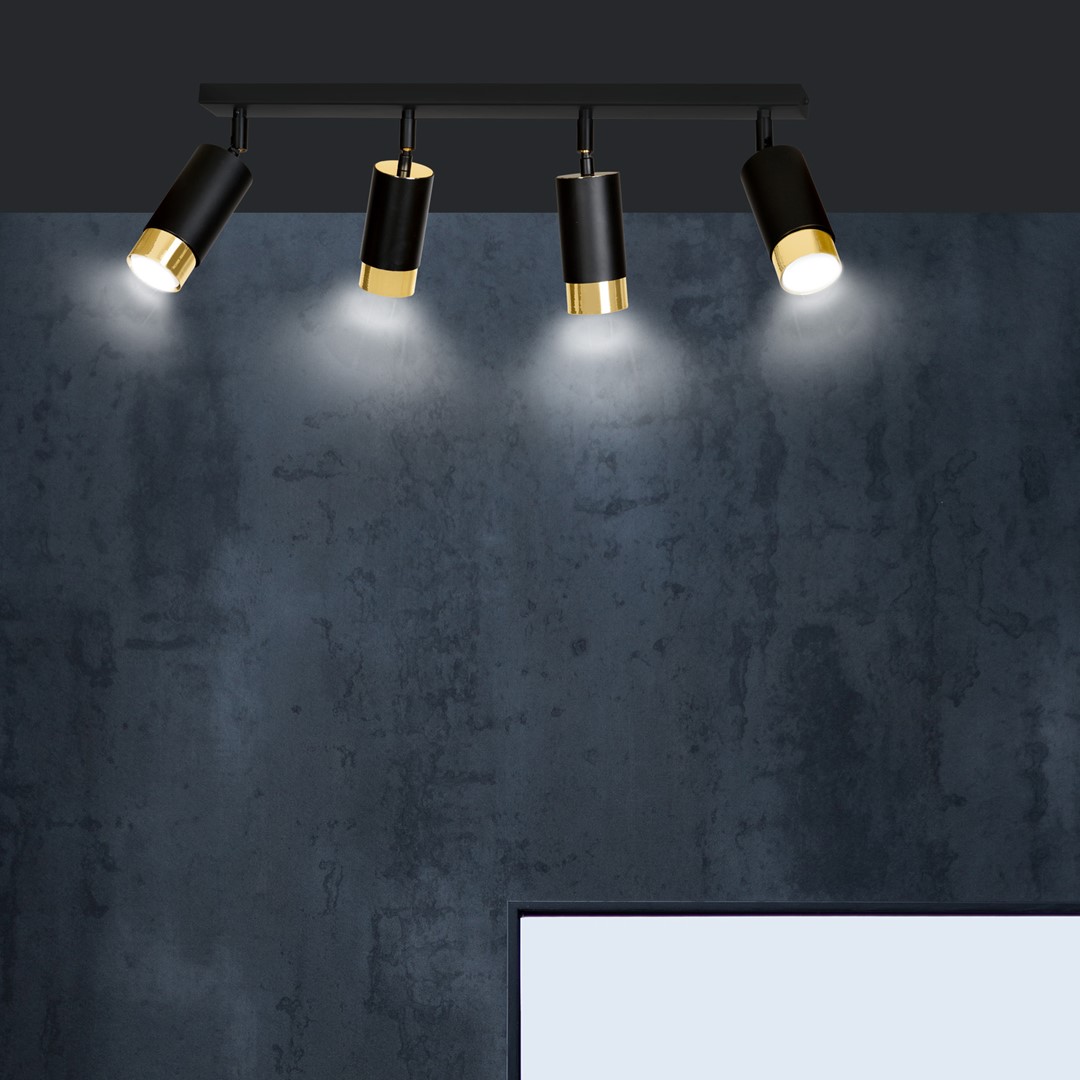Emibig Stropna svjetiljka HIRO 230V 10W MAX LED GU10 Čelik Crna/ Zlatna