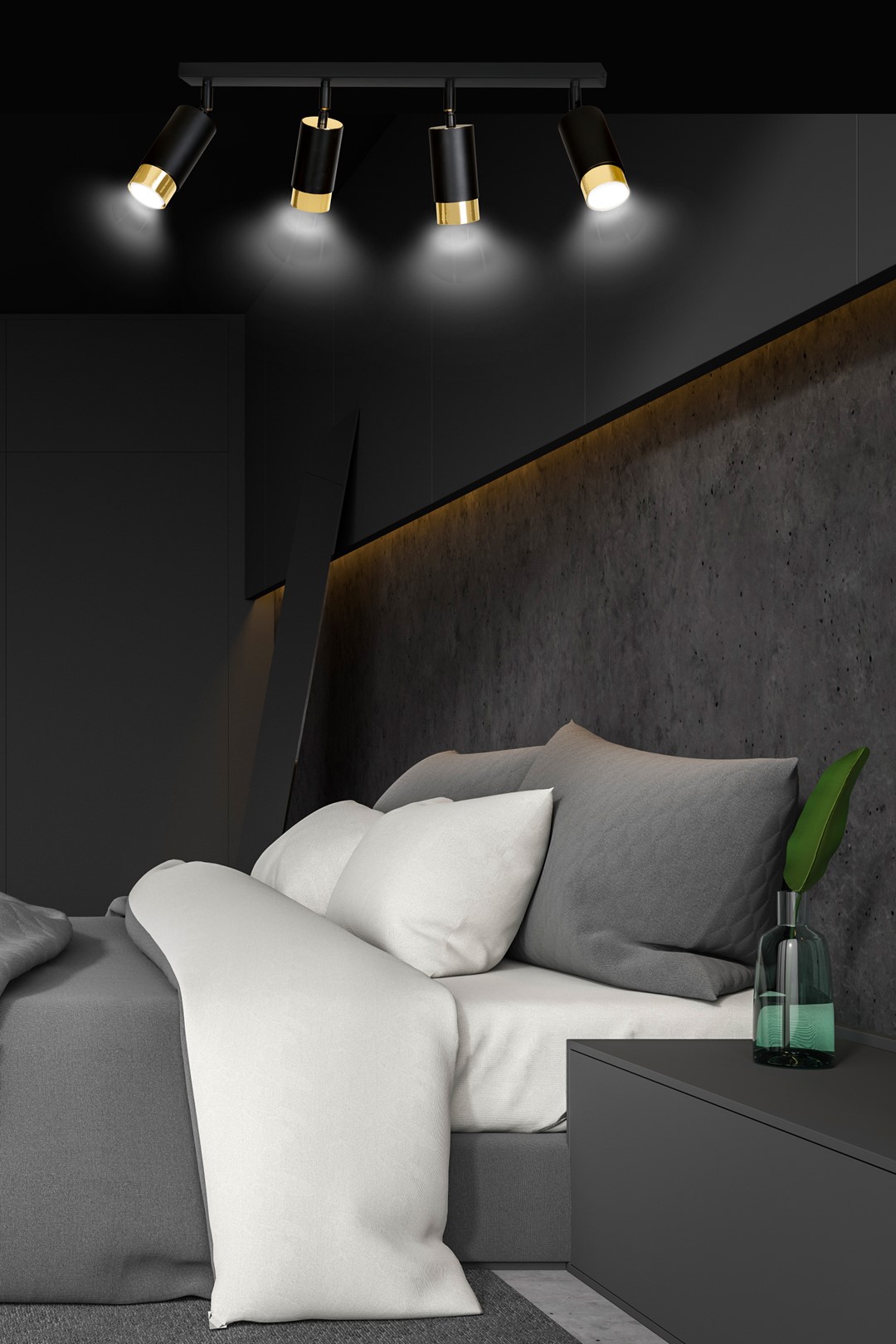Emibig Stropna svjetiljka HIRO 230V 10W MAX LED GU10 Čelik Crna/ Zlatna