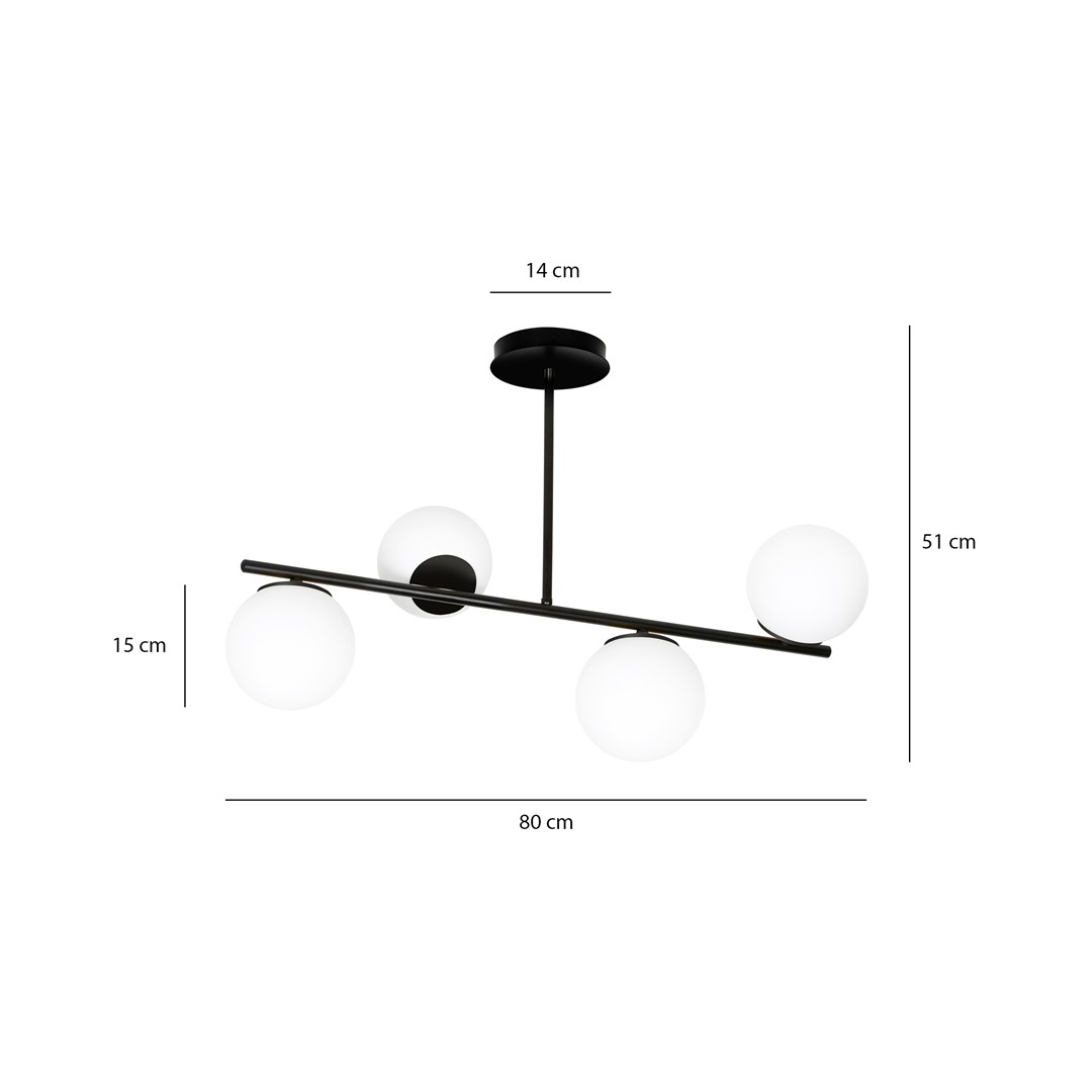 Emibig Stropna svjetiljka BIOR 230V 10W MAX LED E14 Čelik/ Staklo Crna