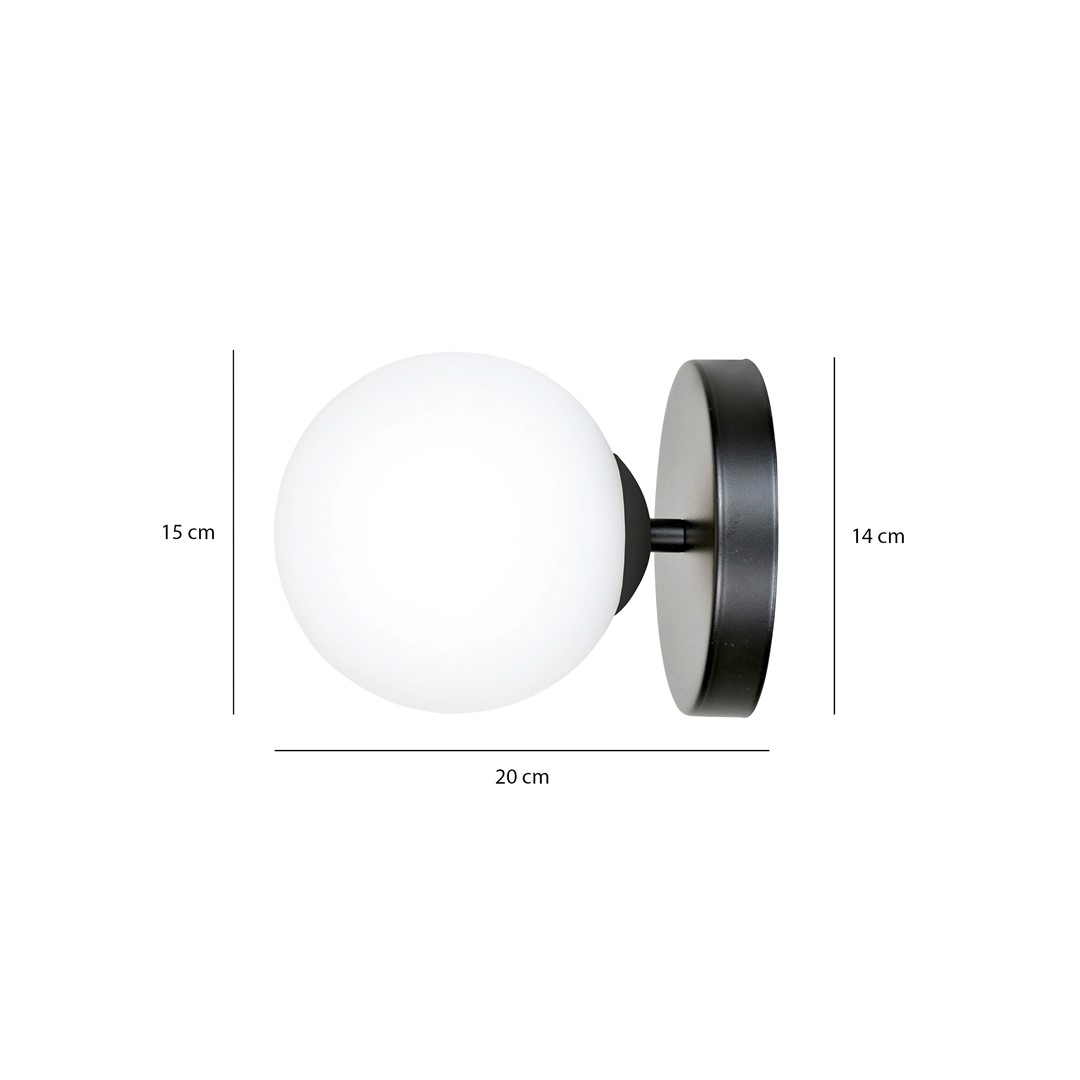 Emibig Zidna lampa BIOR 230V 10W MAX LED E14 Čelik/ Staklo Crna