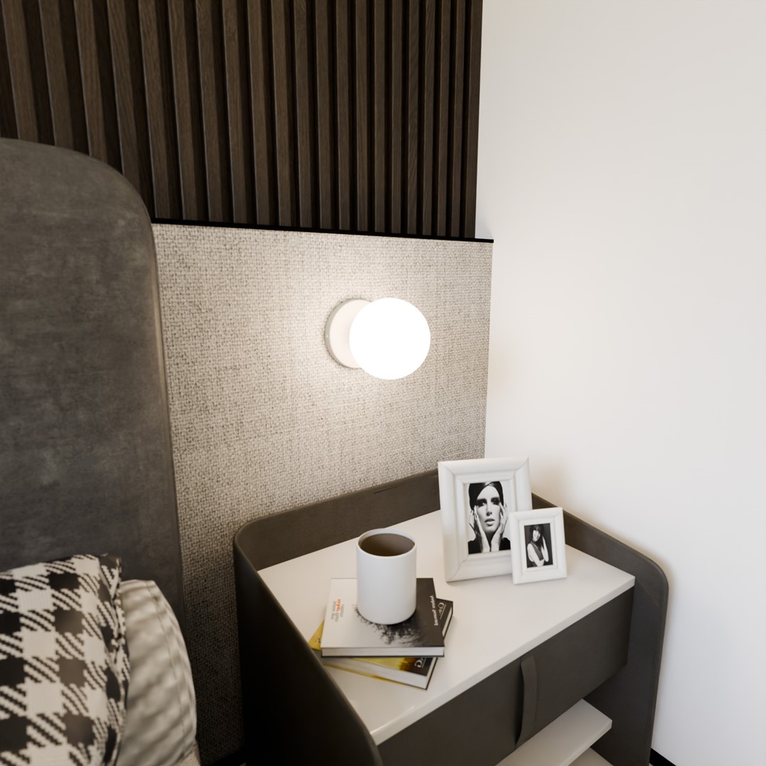 Emibig Zidna lampa BIOR 230V 10W MAX LED E14 Čelik/ Staklo Bijela
