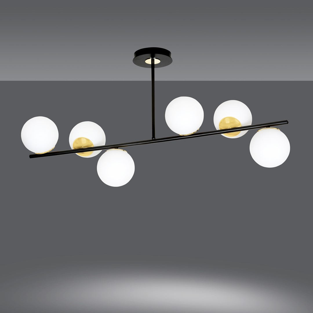 Emibig Stropna svjetiljka FLOKI 230V 10W MAX LED E14 Čelik/ Staklo Crna/ Zlatna