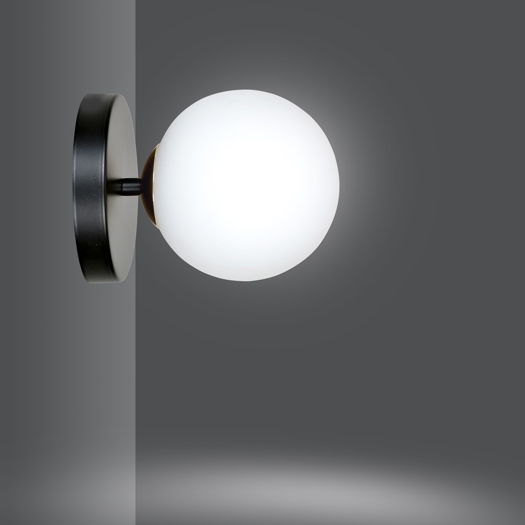 Emibig Zidna lampa FLOKI 230V 10W MAX LED E14 Čelik/ Staklo Crna/ Zlatna