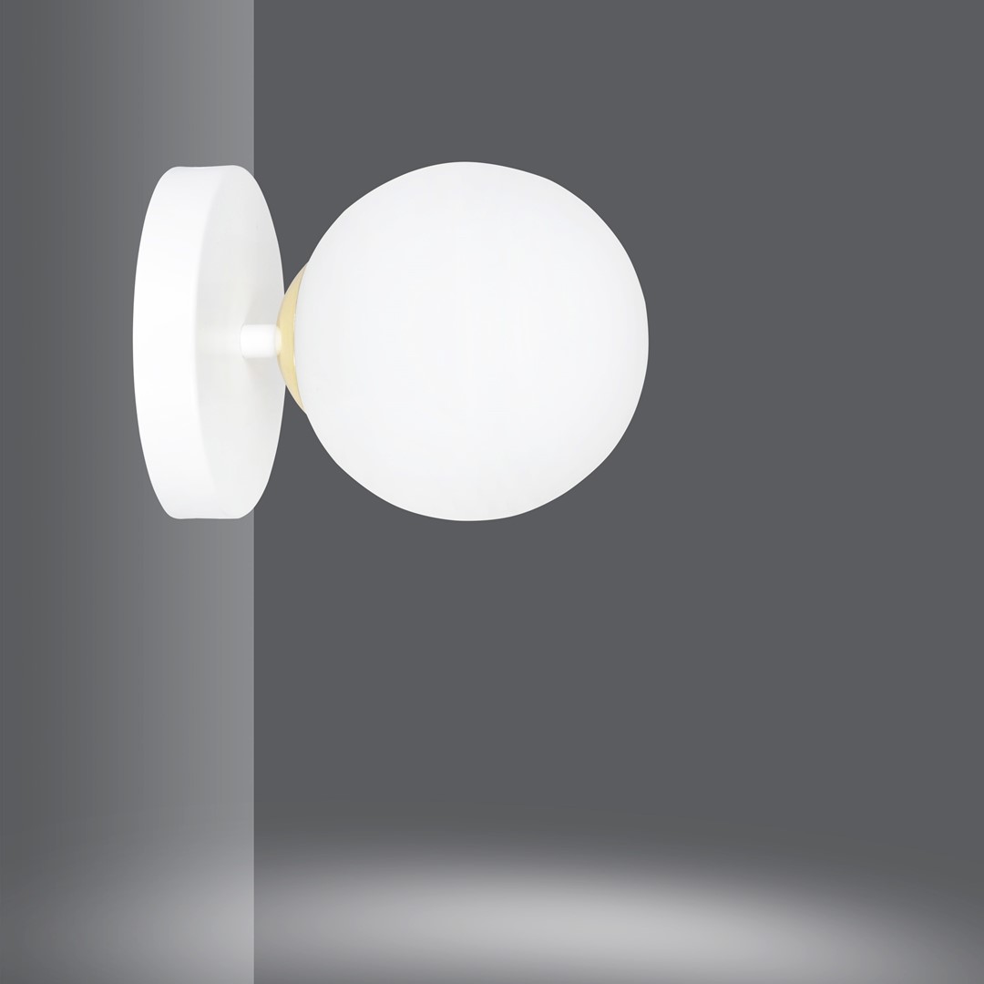 Emibig Zidna lampa FLOKI 230V 10W MAX LED E14 Čelik/ Staklo Bijela/ Zlatna