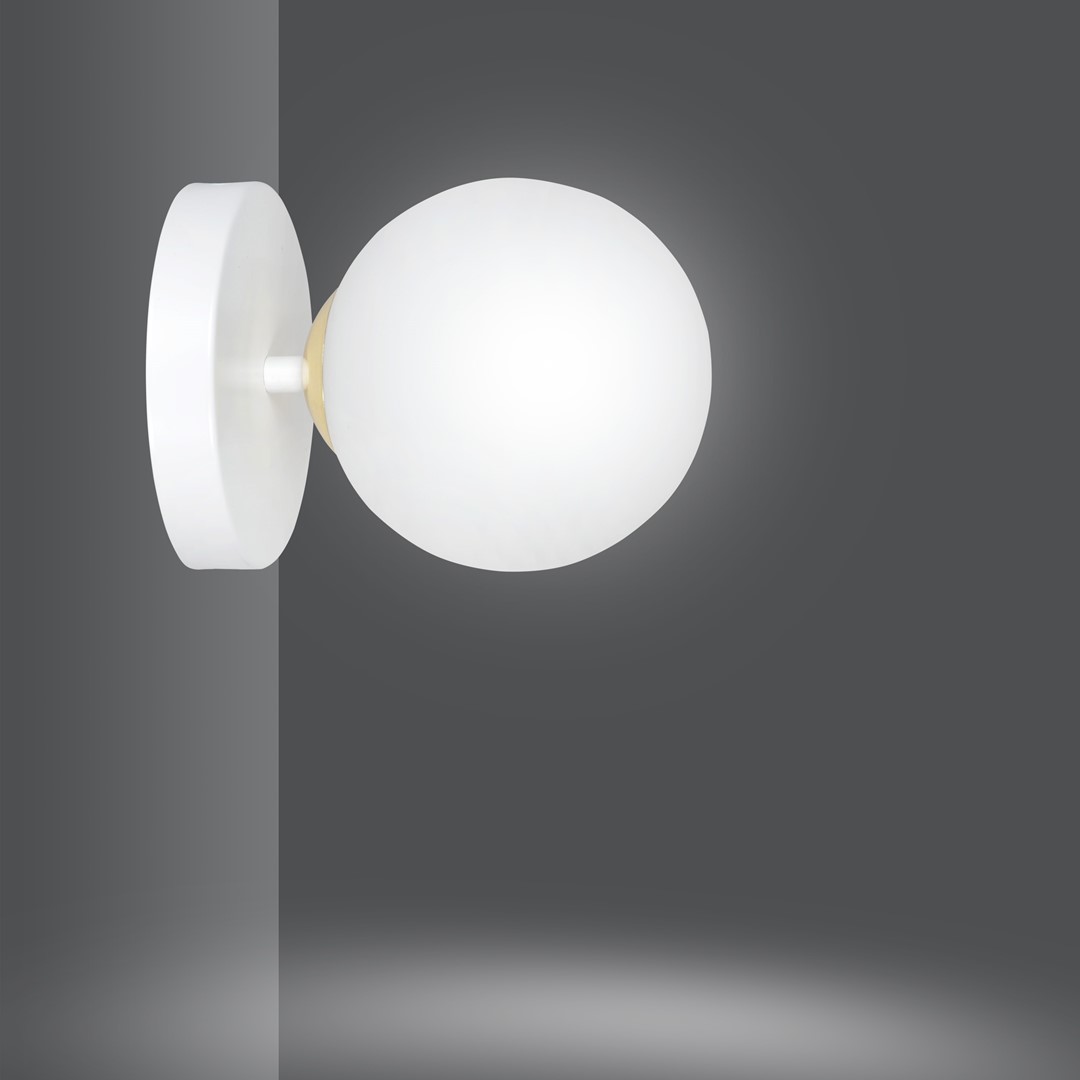 Emibig Zidna lampa FLOKI 230V 10W MAX LED E14 Čelik/ Staklo Bijela/ Zlatna