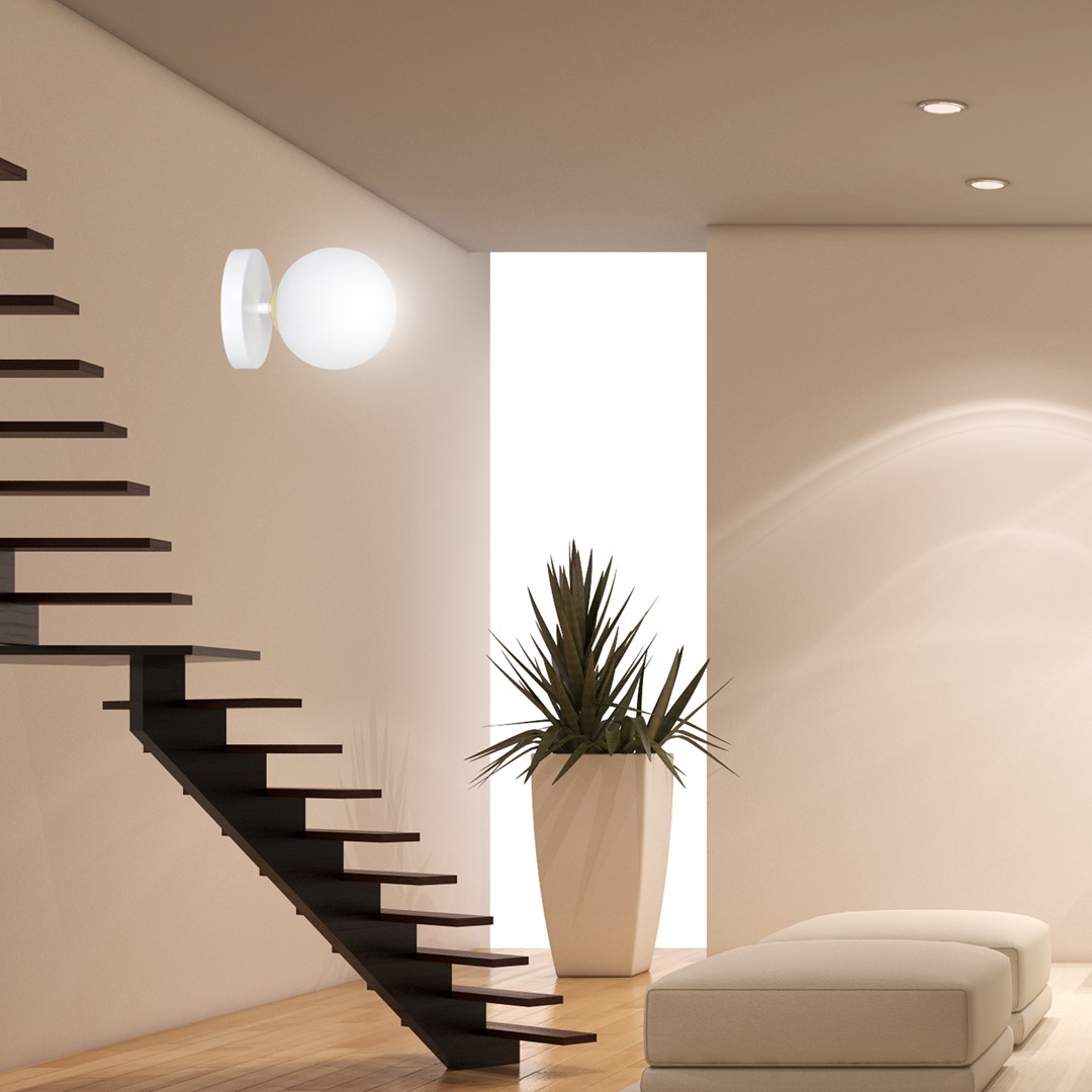 Emibig Zidna lampa FLOKI 230V 10W MAX LED E14 Čelik/ Staklo Bijela/ Zlatna