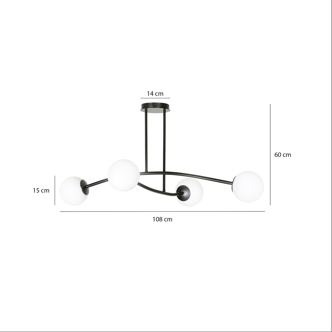 Emibig Stropna svjetiljka HALLDOR 230V 10W MAX LED E14 Čelik/ Staklo Crna
