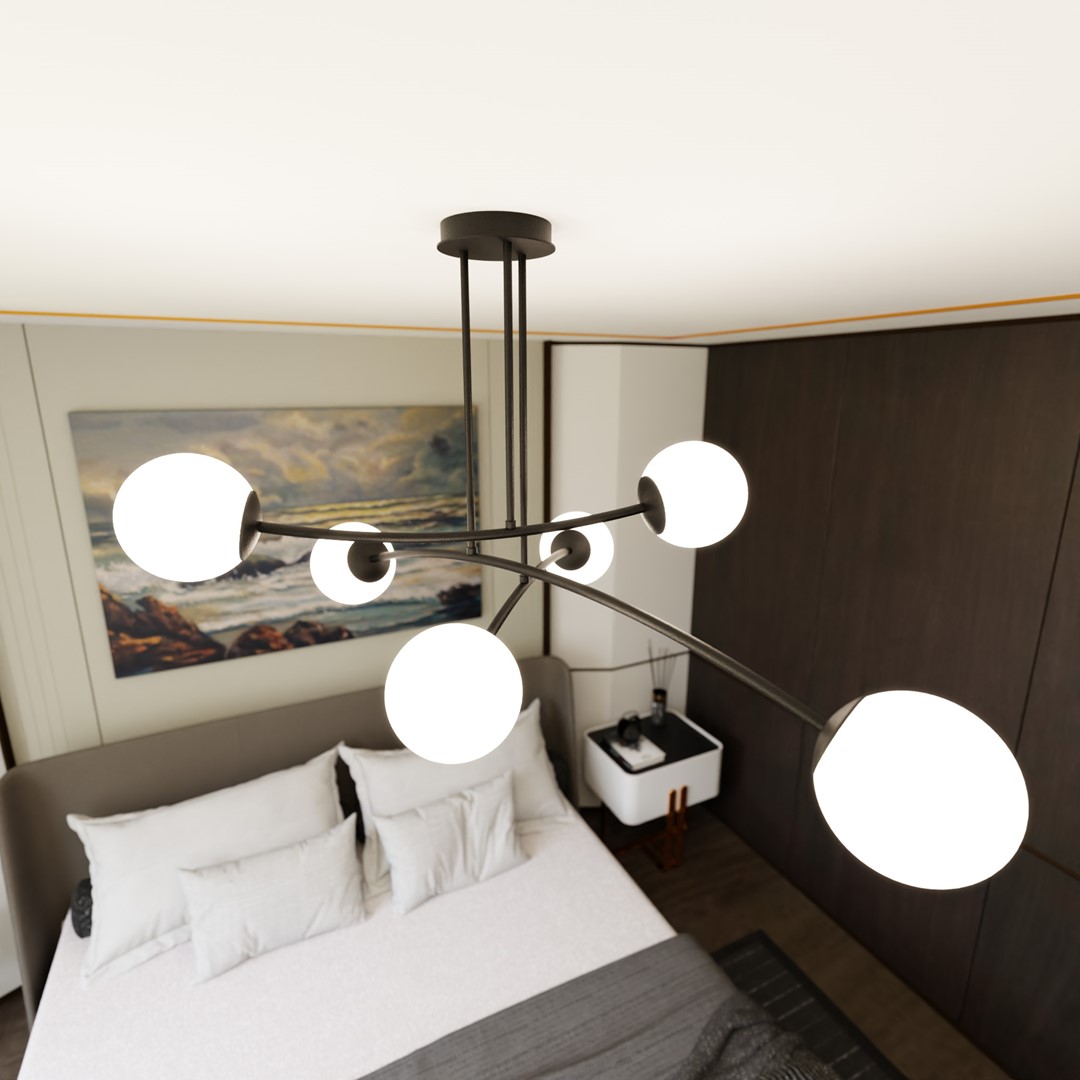 Emibig Stropna svjetiljka HALLDOR 230V 10W MAX LED E14 Čelik/ Staklo Crna